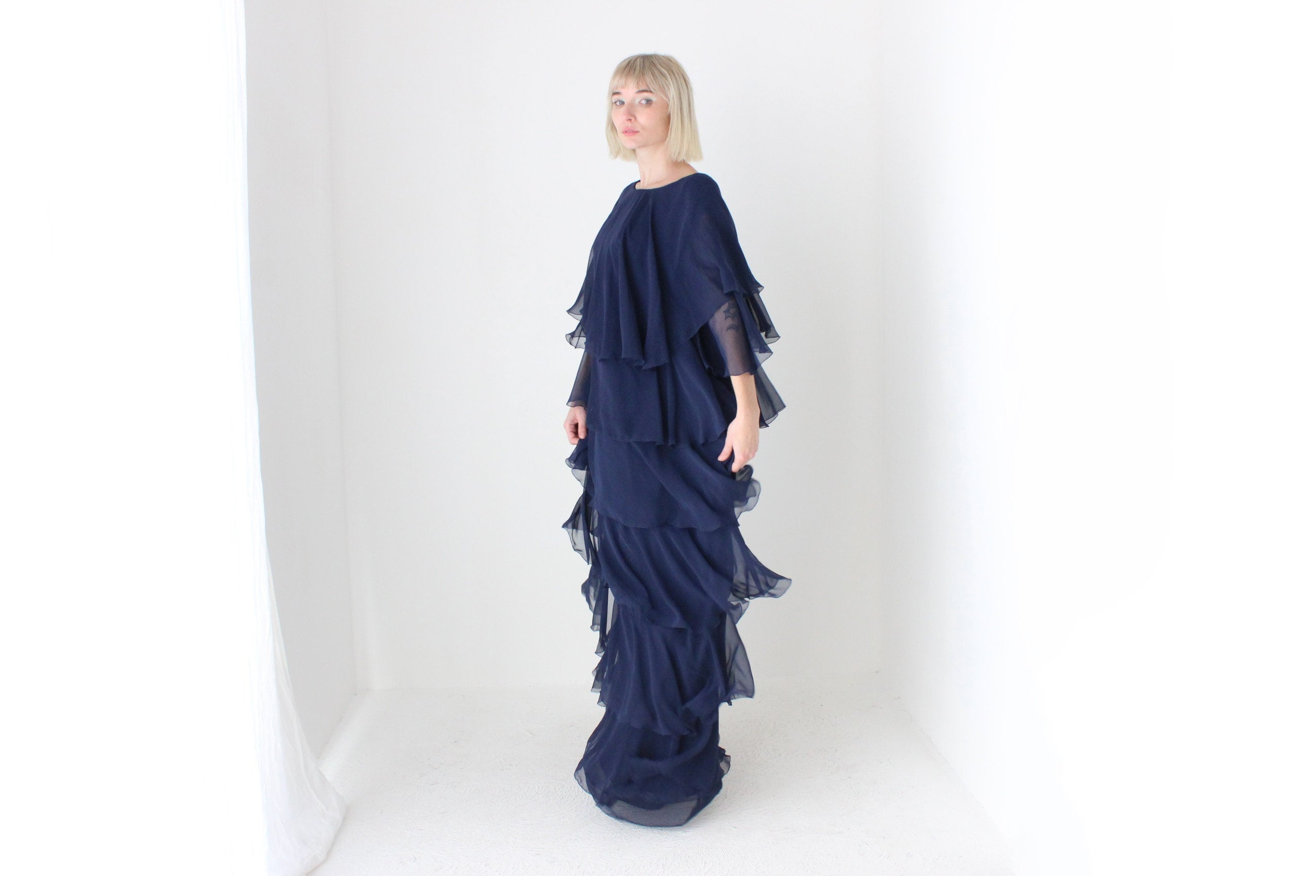 Avant Garde 80s Dramatic Tiered Ruffle Gown