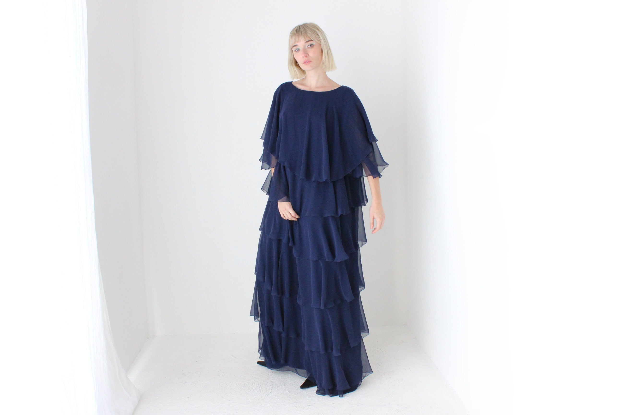 Avant Garde 80s Dramatic Tiered Ruffle Gown