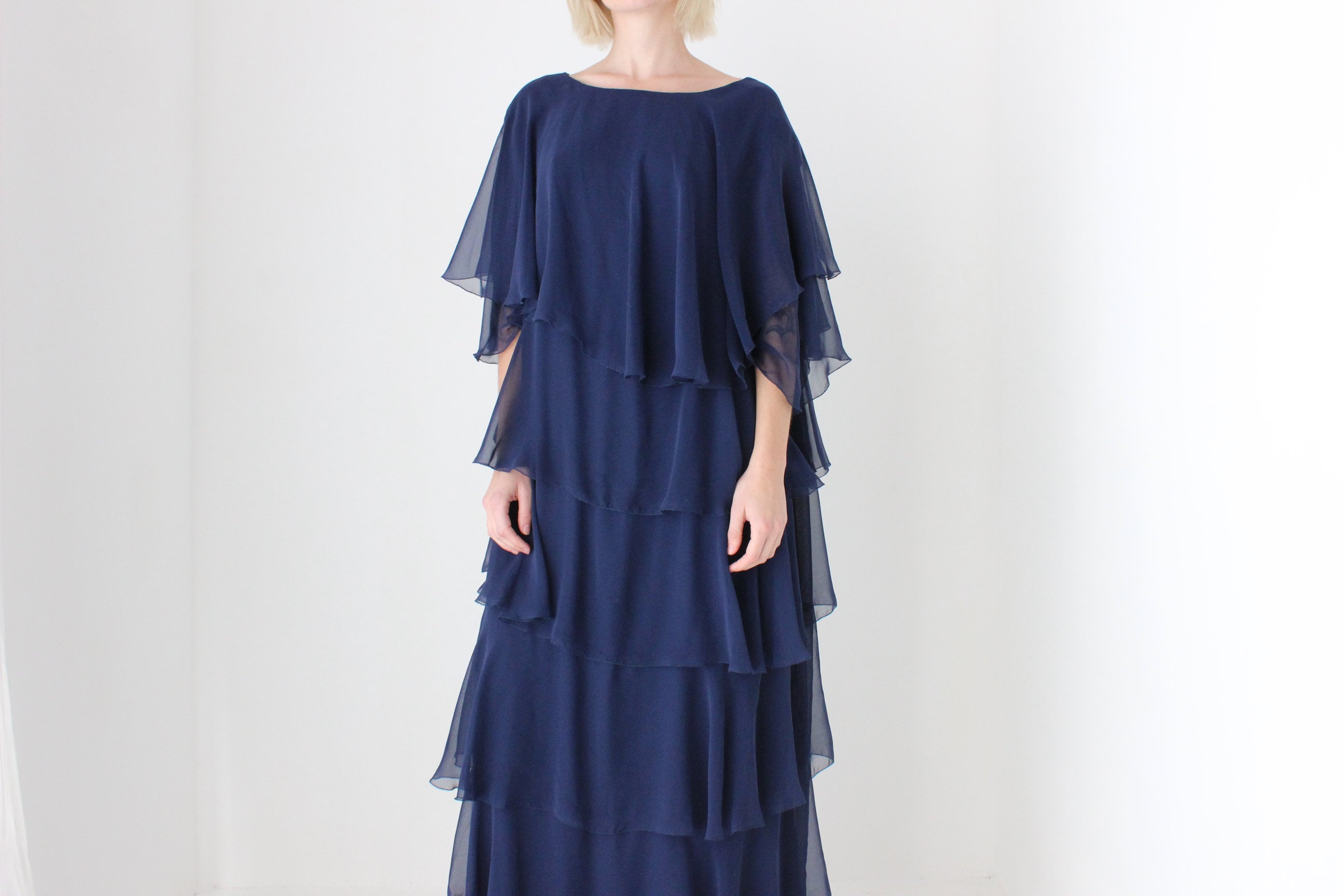 Avant Garde 80s Dramatic Tiered Ruffle Gown