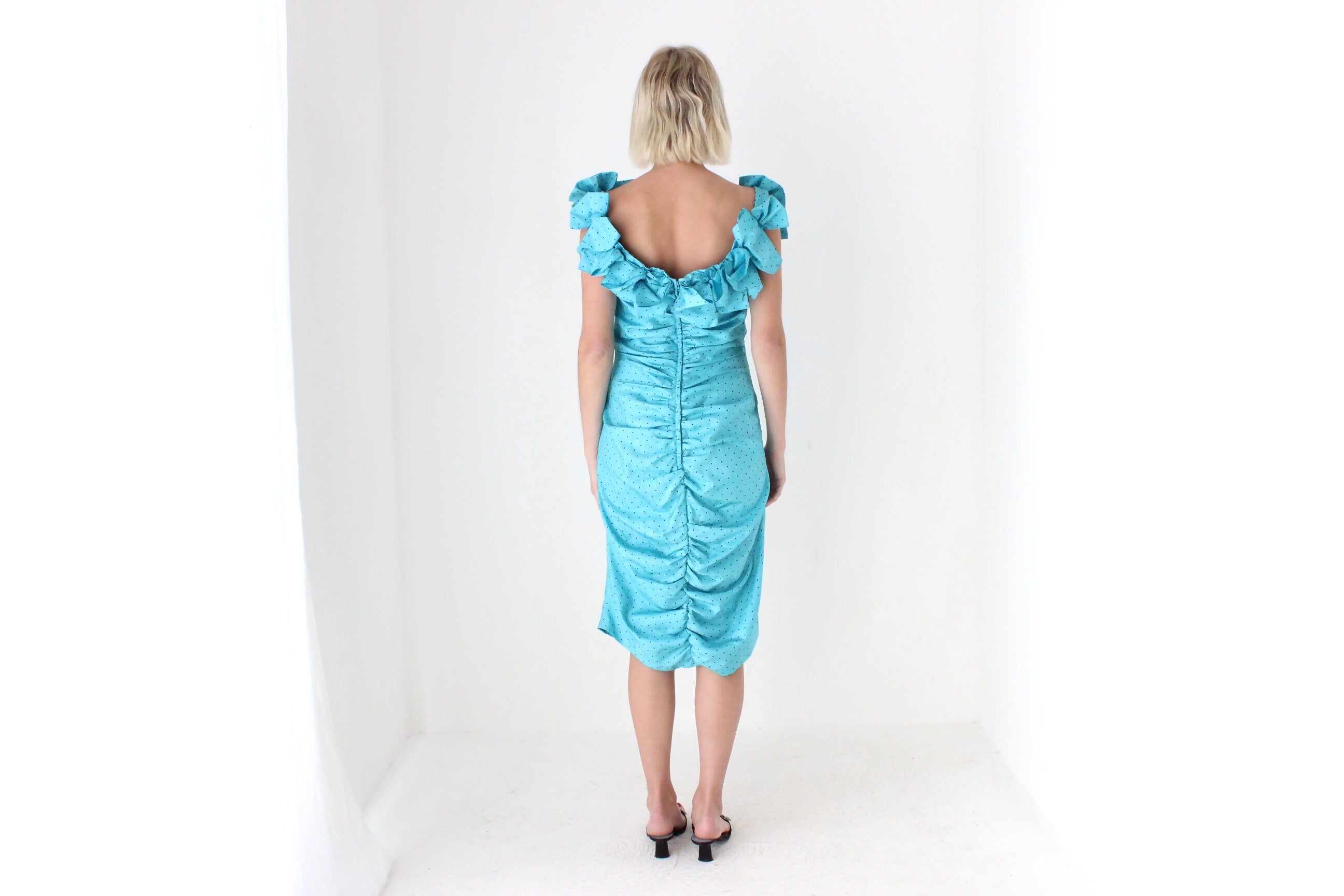80s Taffeta Ruffle & Ruched Party Starter