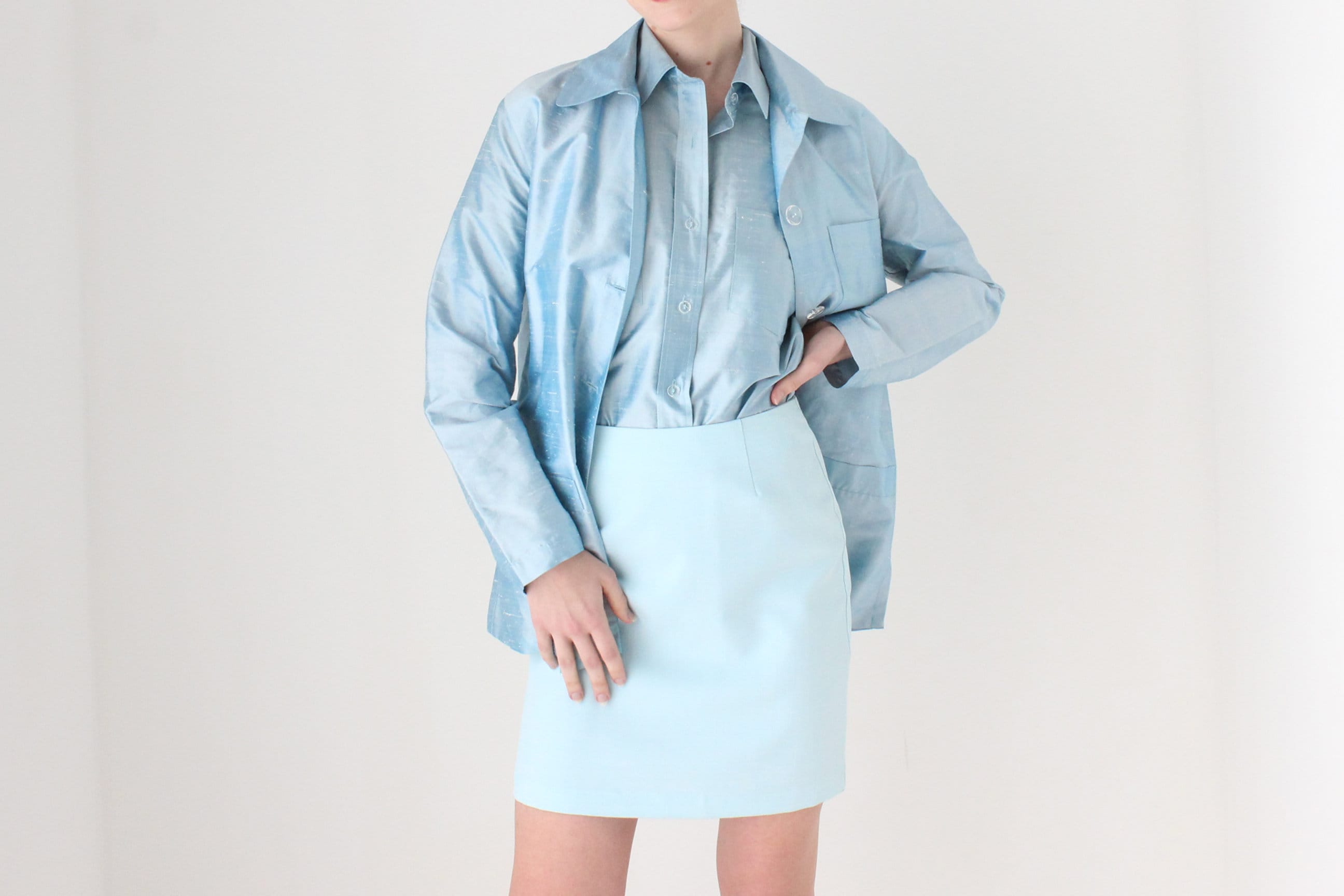 BALLETCORE 80s Designer Raw Silk Two Piece Top & Jacket Set