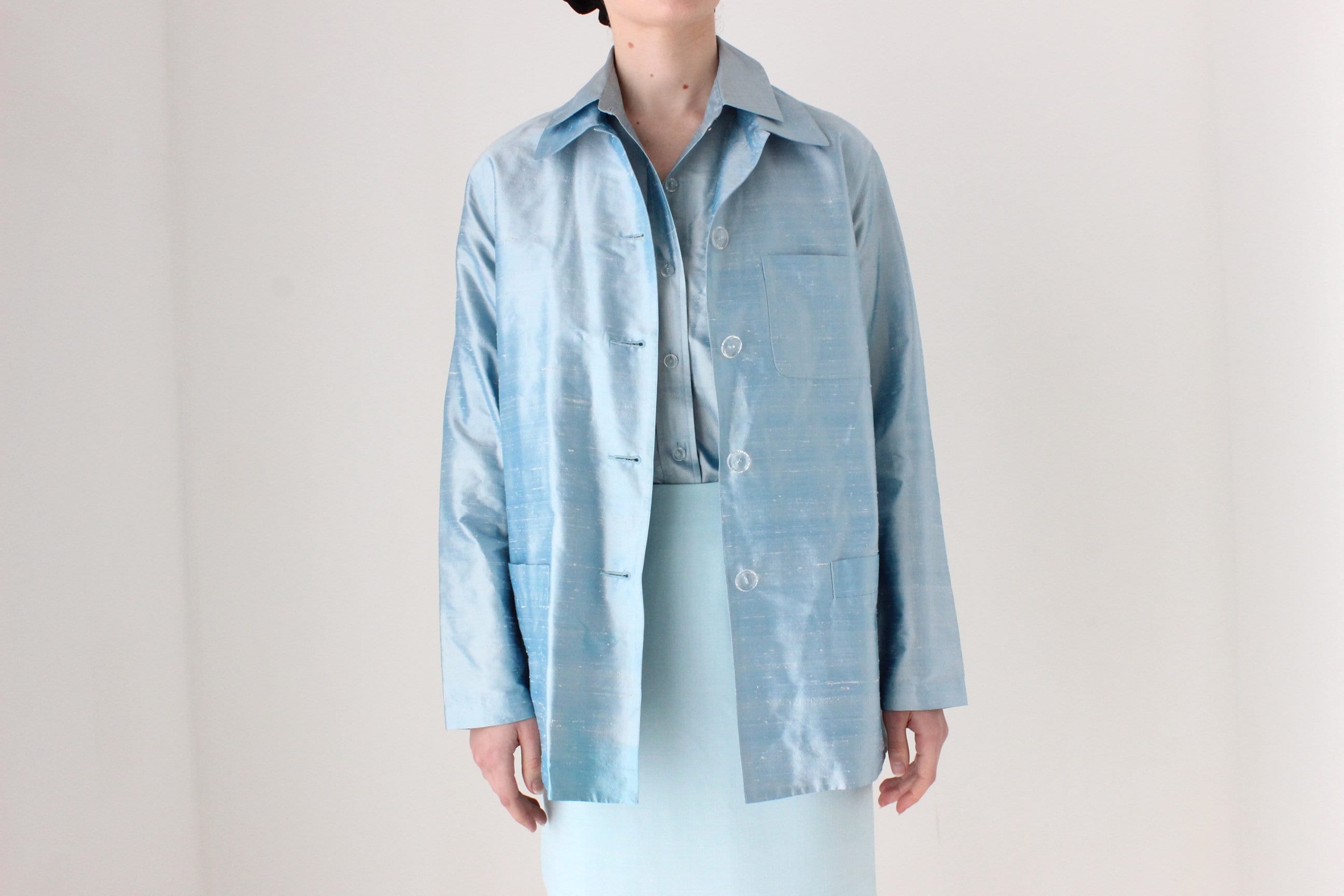BALLETCORE 80s Designer Raw Silk Two Piece Top & Jacket Set