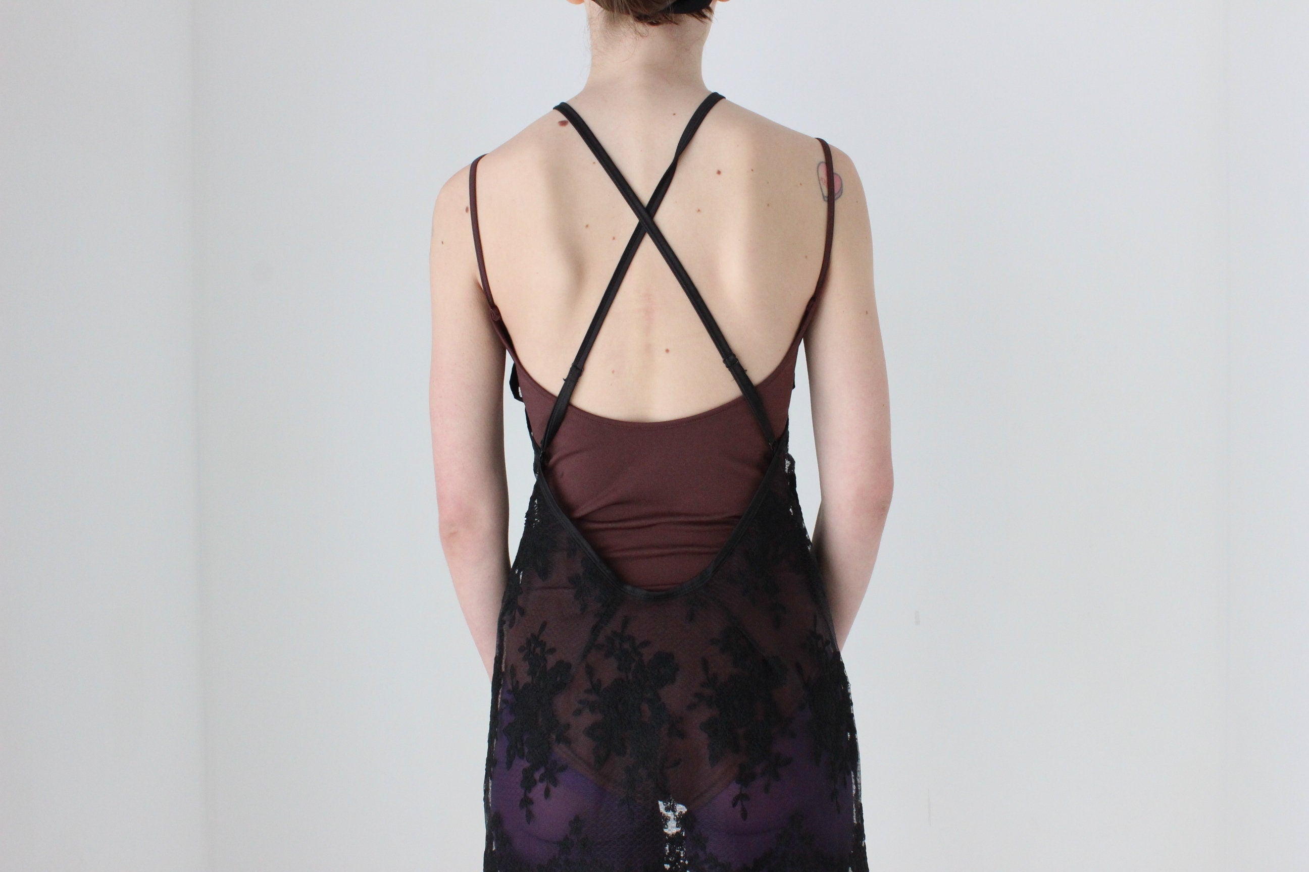 BALLETCORE 90s Sheer Lace Lingerie Mini Dress