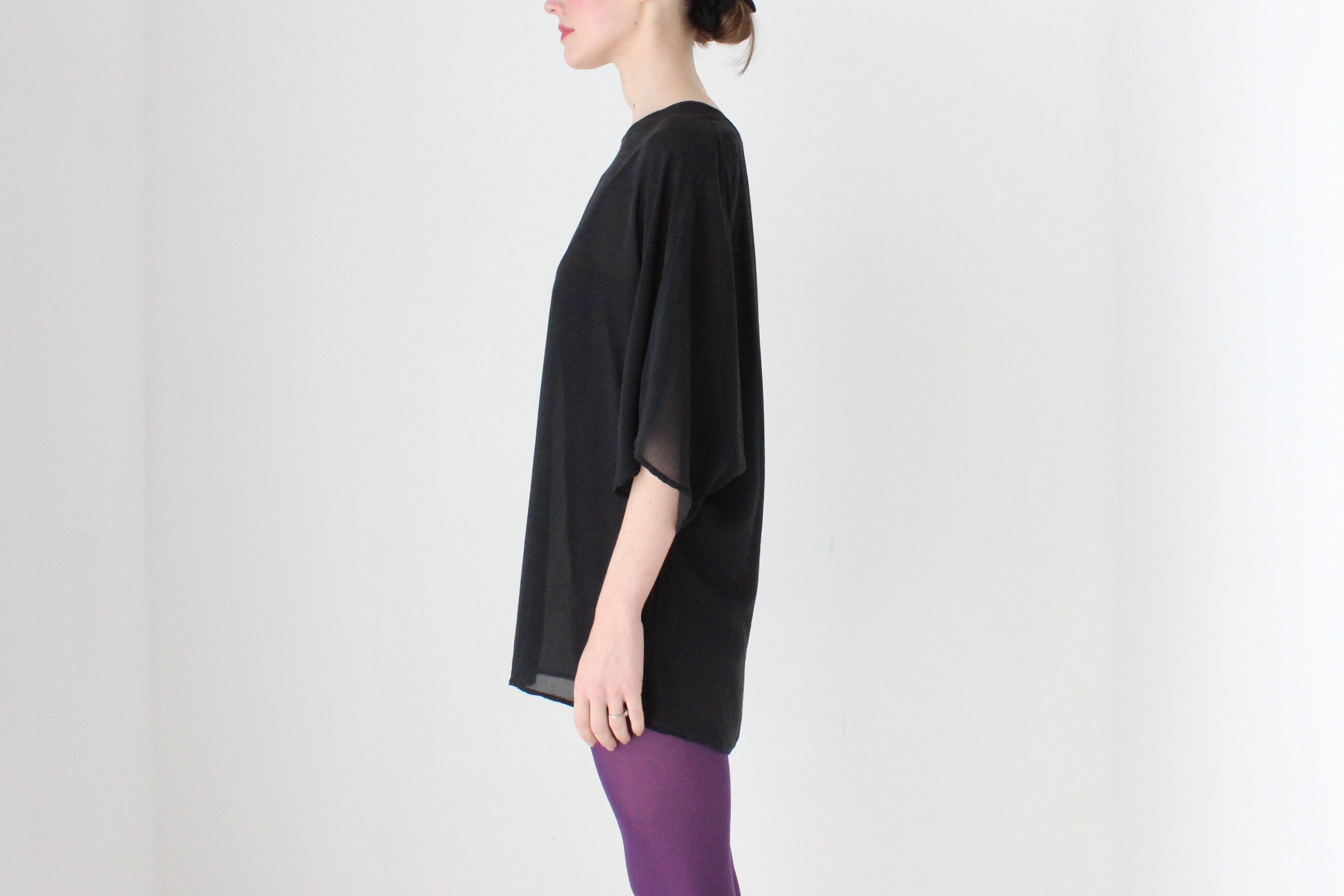 BALLETCORE 2000s Designer Pure Silk Kimono Sleeve Top