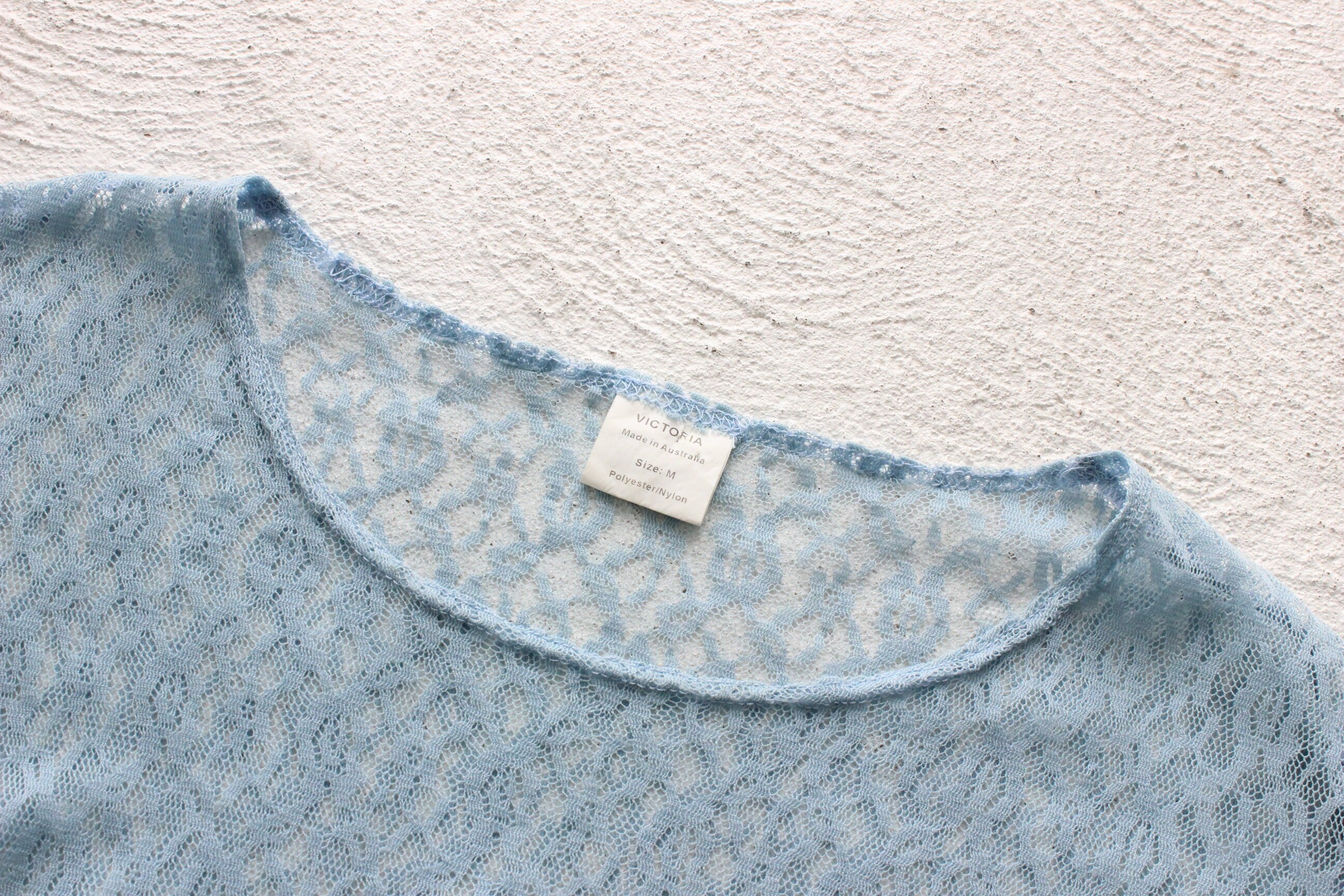 BALLETCORE 90s Stretch Sheer Lace Sky Blue Tee