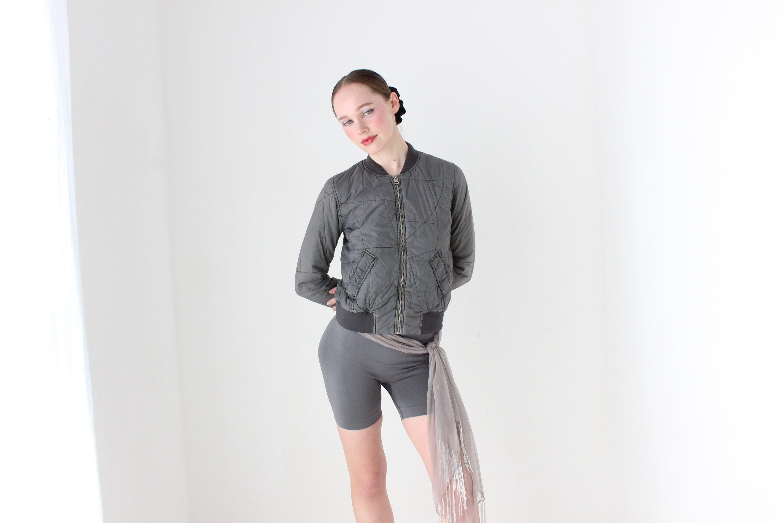 BALLETCORE Y2K Calvin Klein Quilted Bomber Jacket