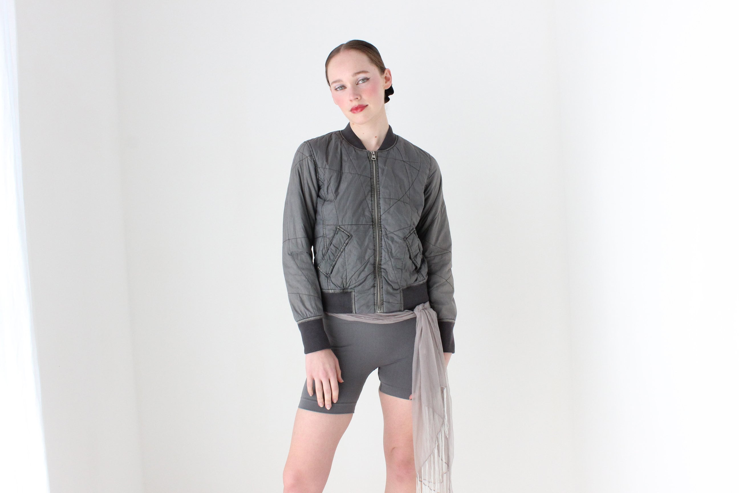 BALLETCORE Y2K Calvin Klein Quilted Bomber Jacket