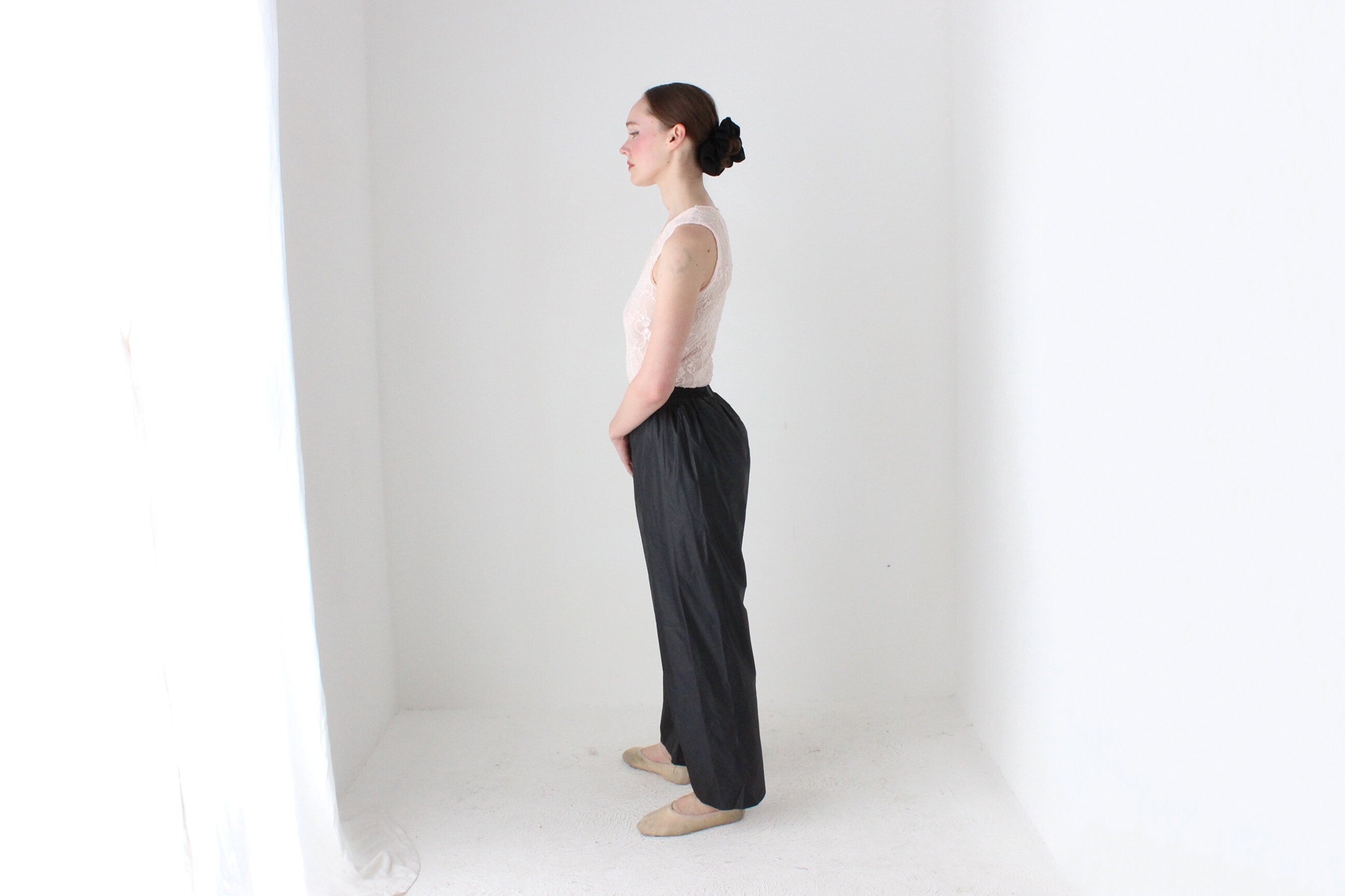BALLETCORE 80s Palest Pink Sheer Lace Mesh Bodysuit