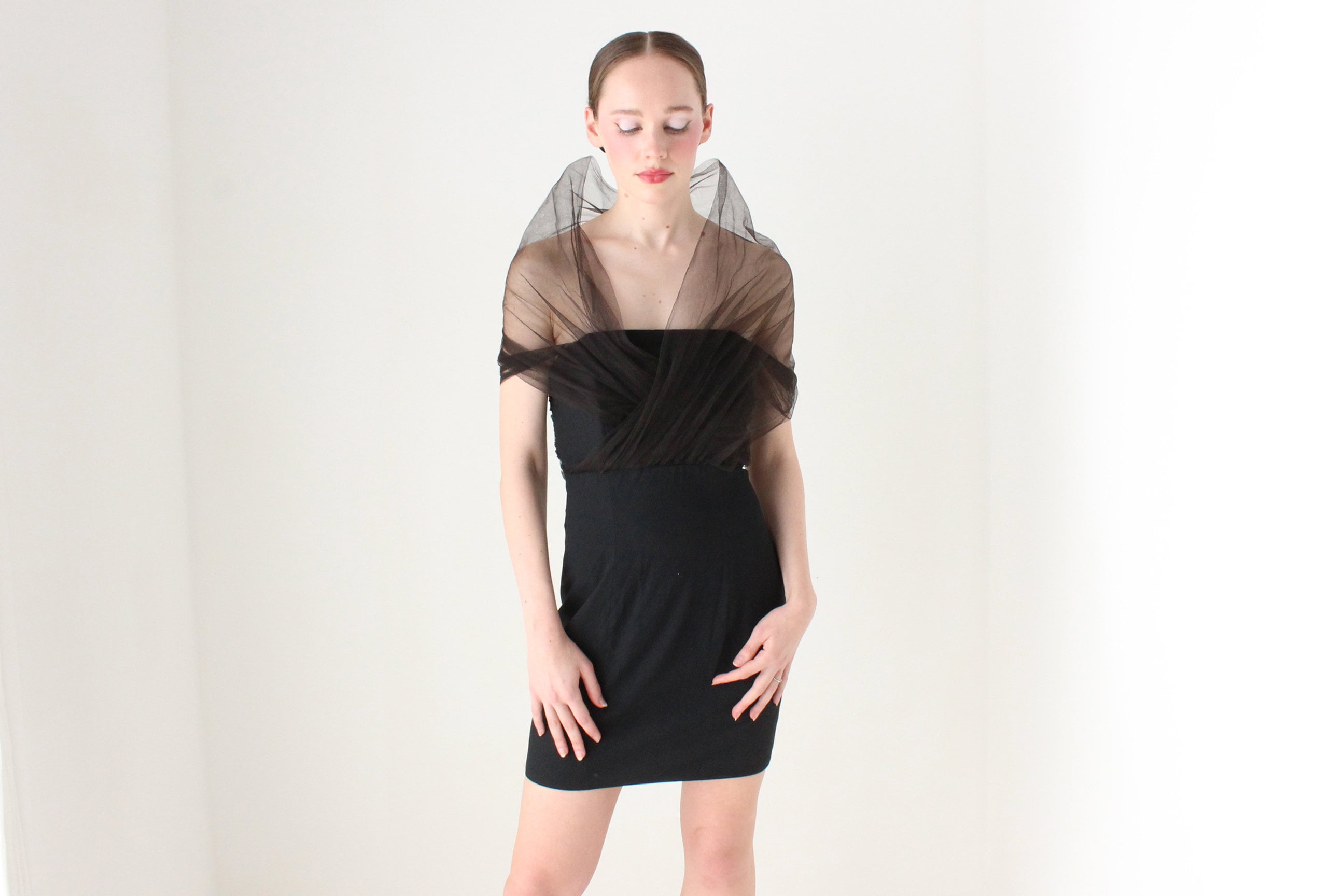 BALLETCORE 80s 'Shute Boss' Dramatic Tulle & Crepe Mini Dress