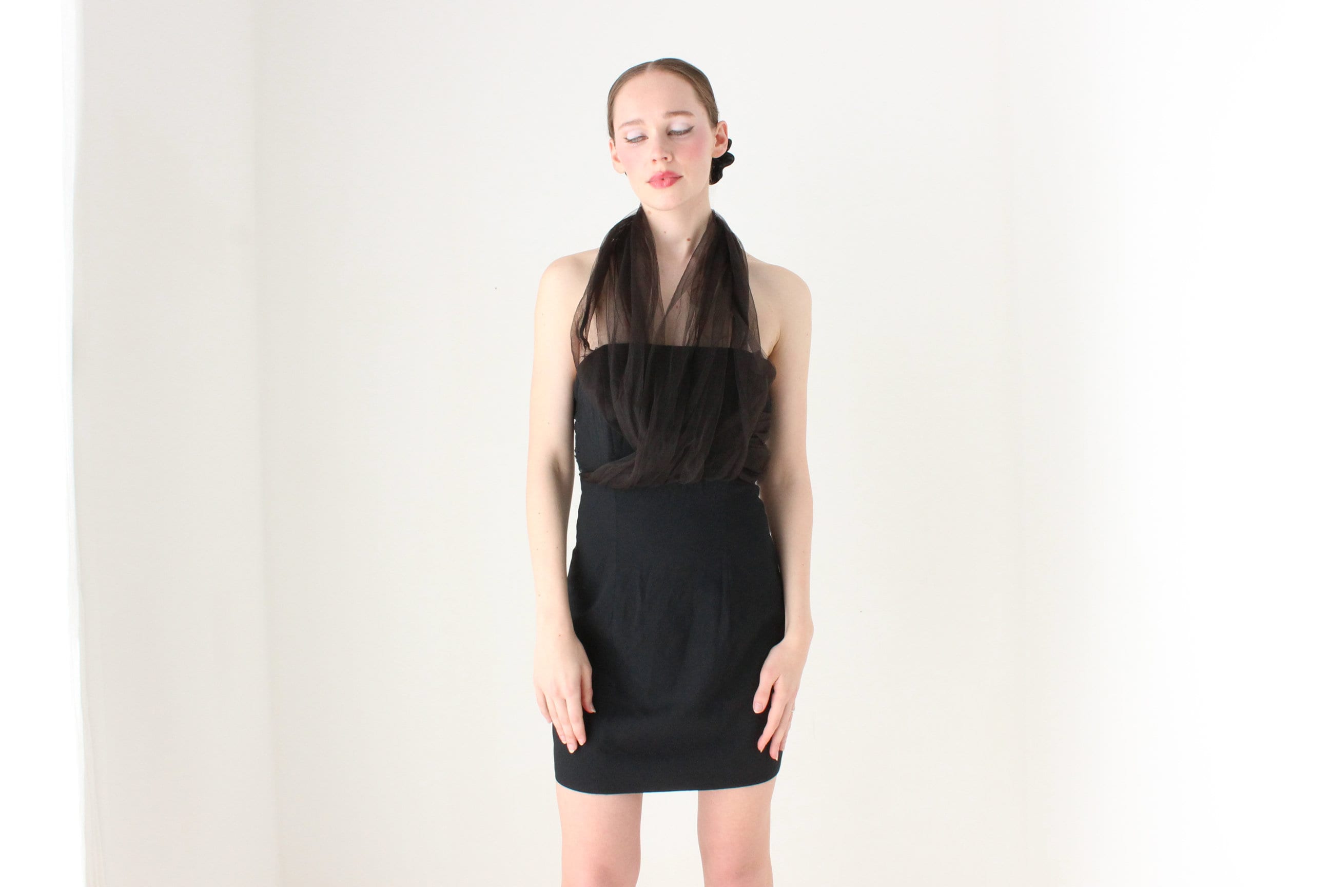 BALLETCORE 80s 'Shute Boss' Dramatic Tulle & Crepe Mini Dress