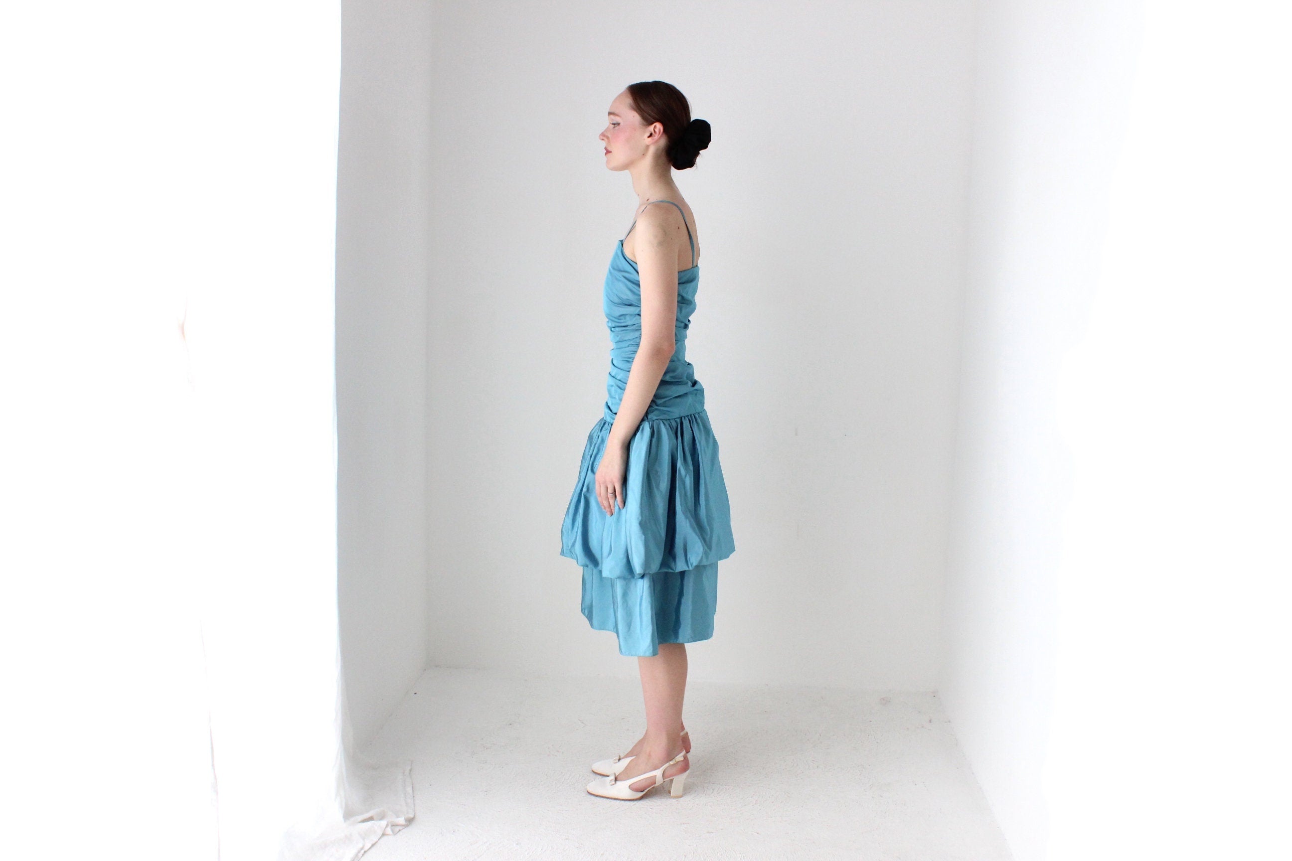 BALLETCORE 80s Taffeta Ruched Bubble Dress