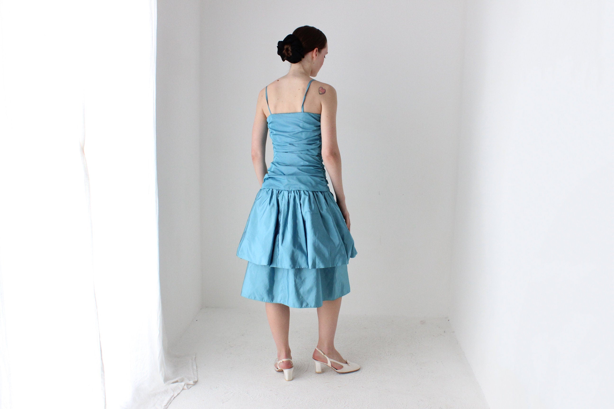BALLETCORE 80s Taffeta Ruched Bubble Dress