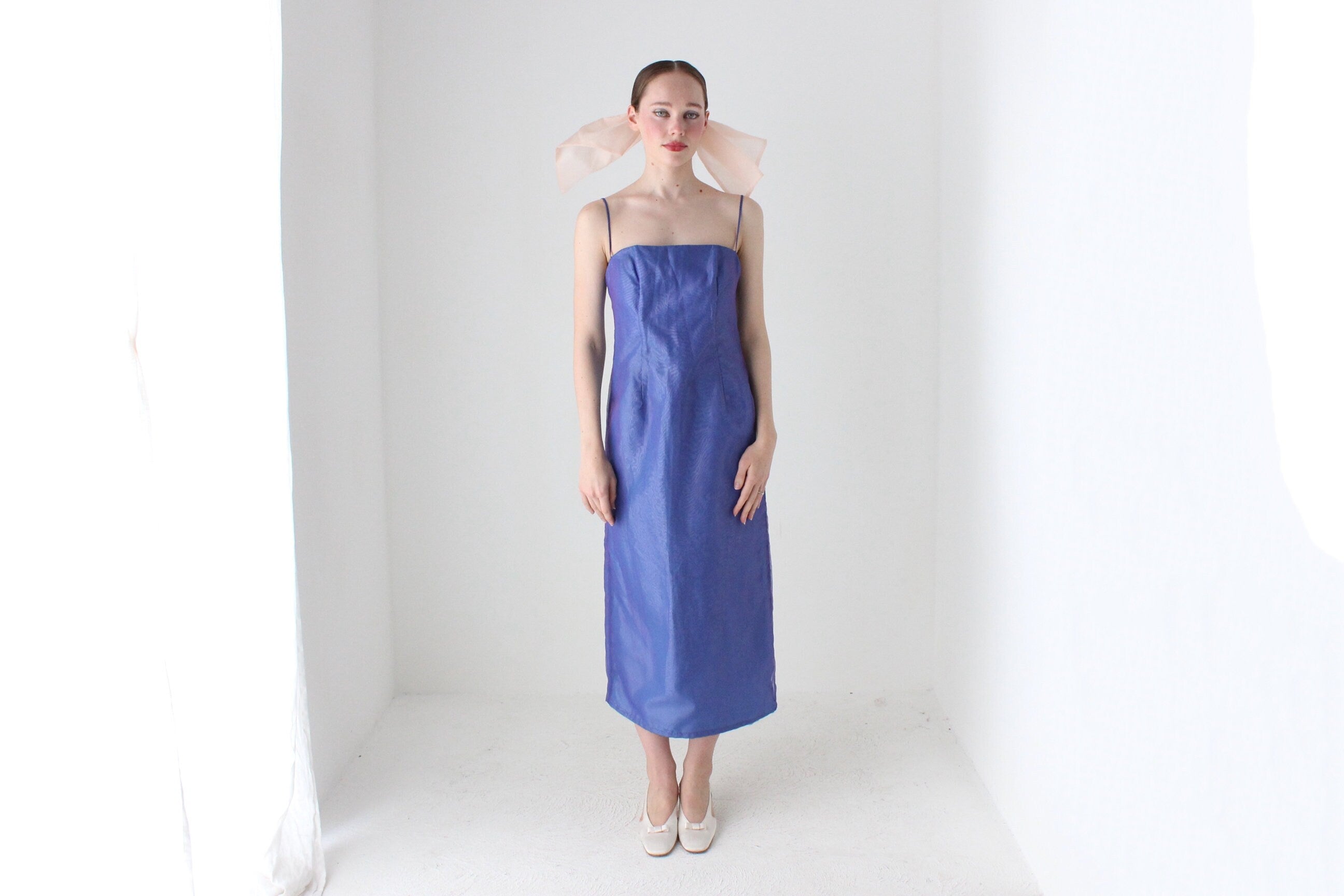 BALLETCORE 90s iridescent Organza Spaghetti Strap Cami Dress