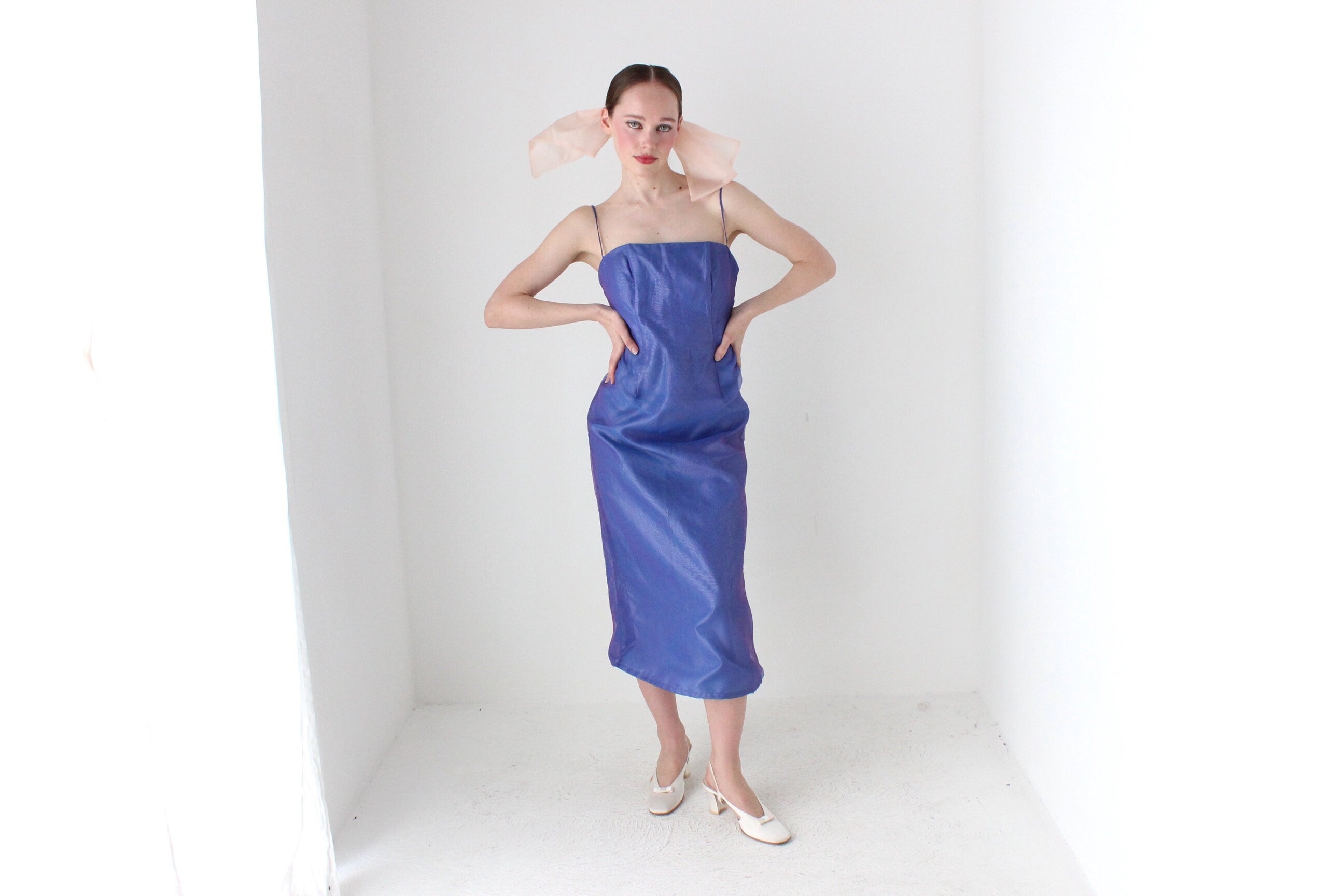 BALLETCORE 90s iridescent Organza Spaghetti Strap Cami Dress