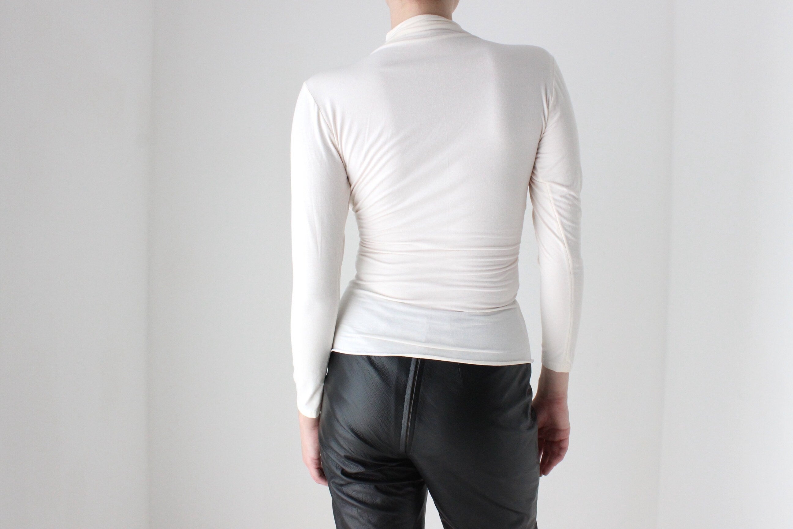 BALLETCORE Handmade 80s Cotton Blend 'Wrap' Style Long Sleeve Crossover Top