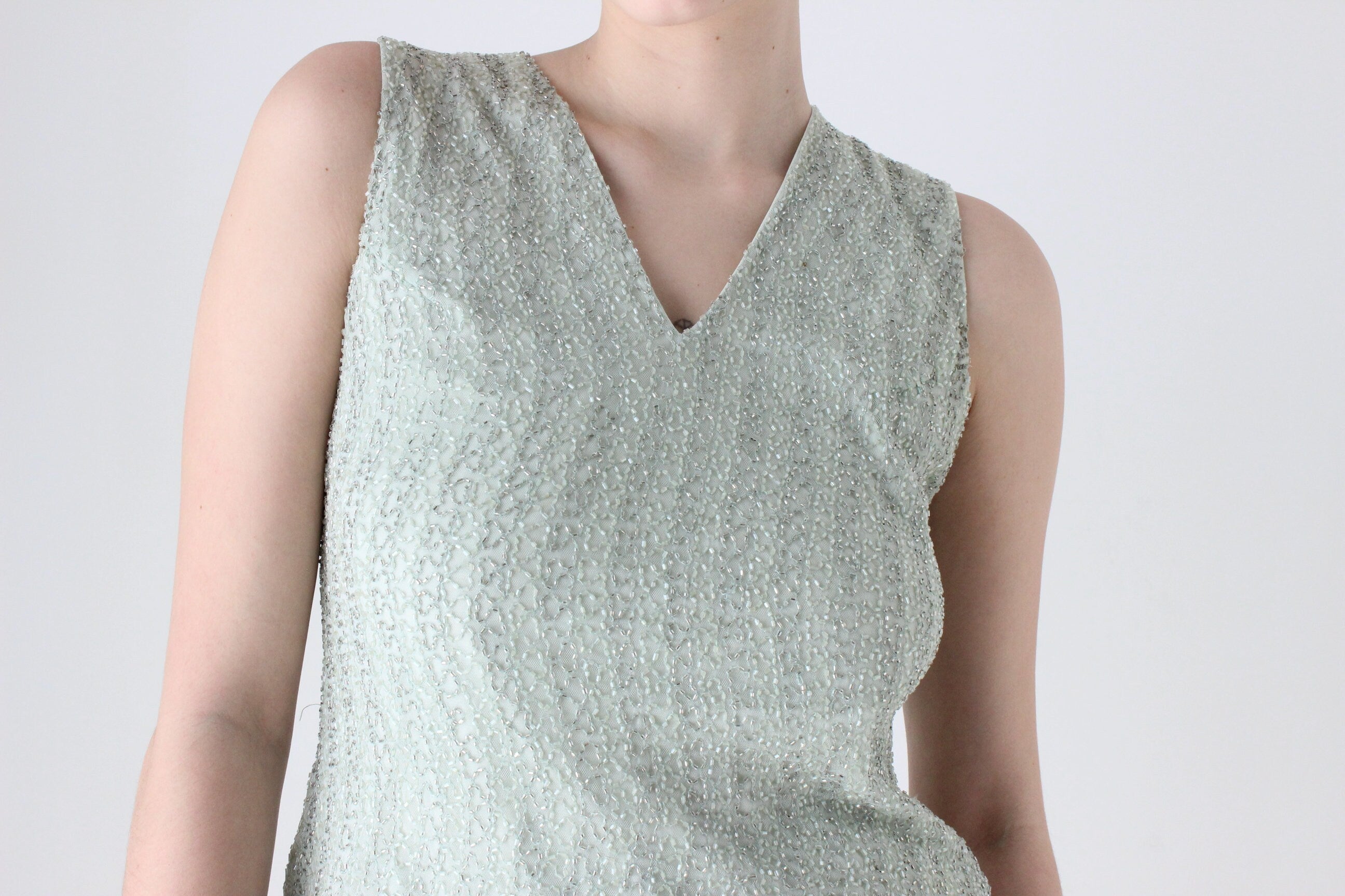 BALLETCORE Y2K Pastel Beaded Mint Green Tank