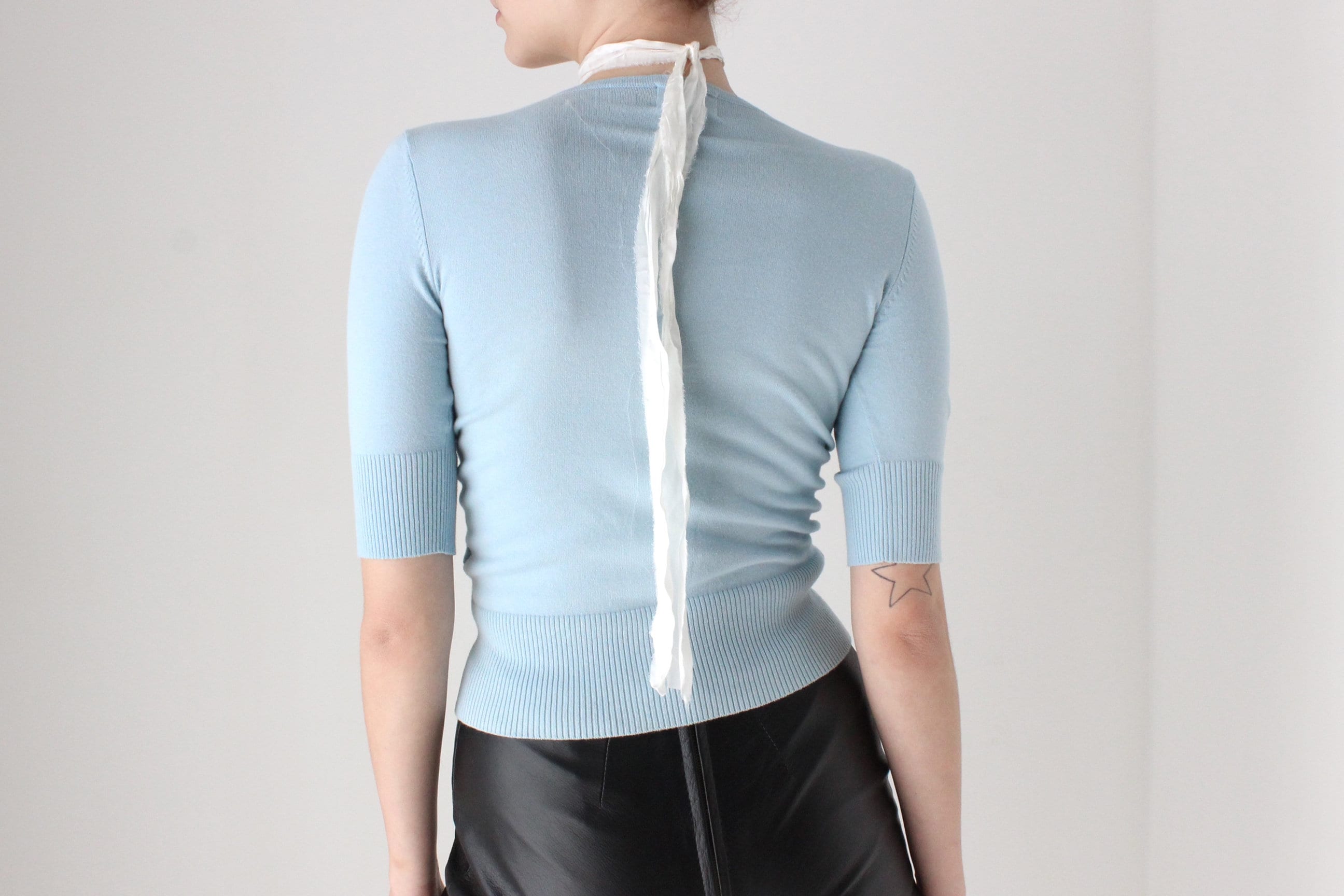 BALLETCORE 90s Pastel Plunge Neck 'Wrap' Knit Top