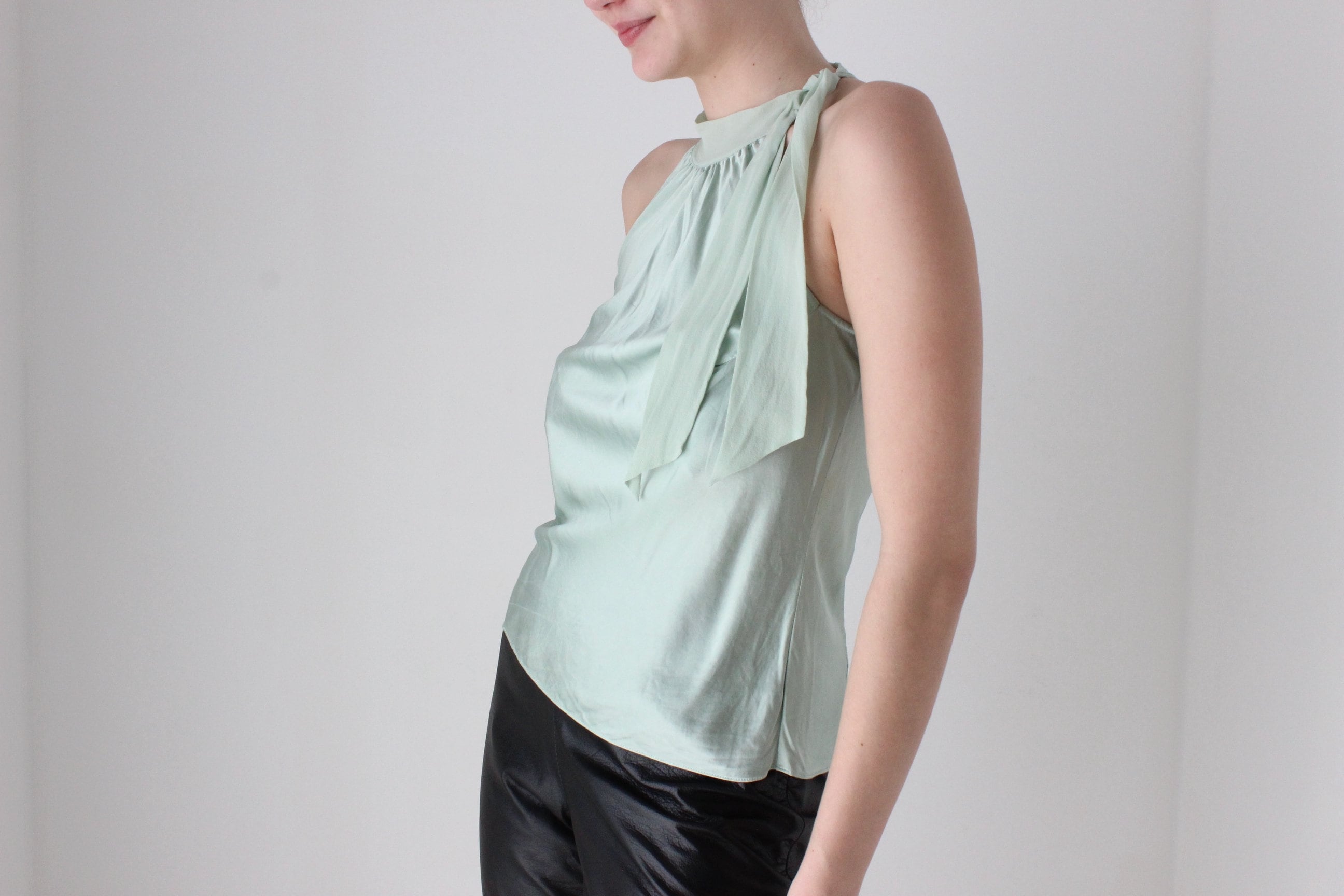 BALLETCORE Y2K Designer Silk Halter Neck Top