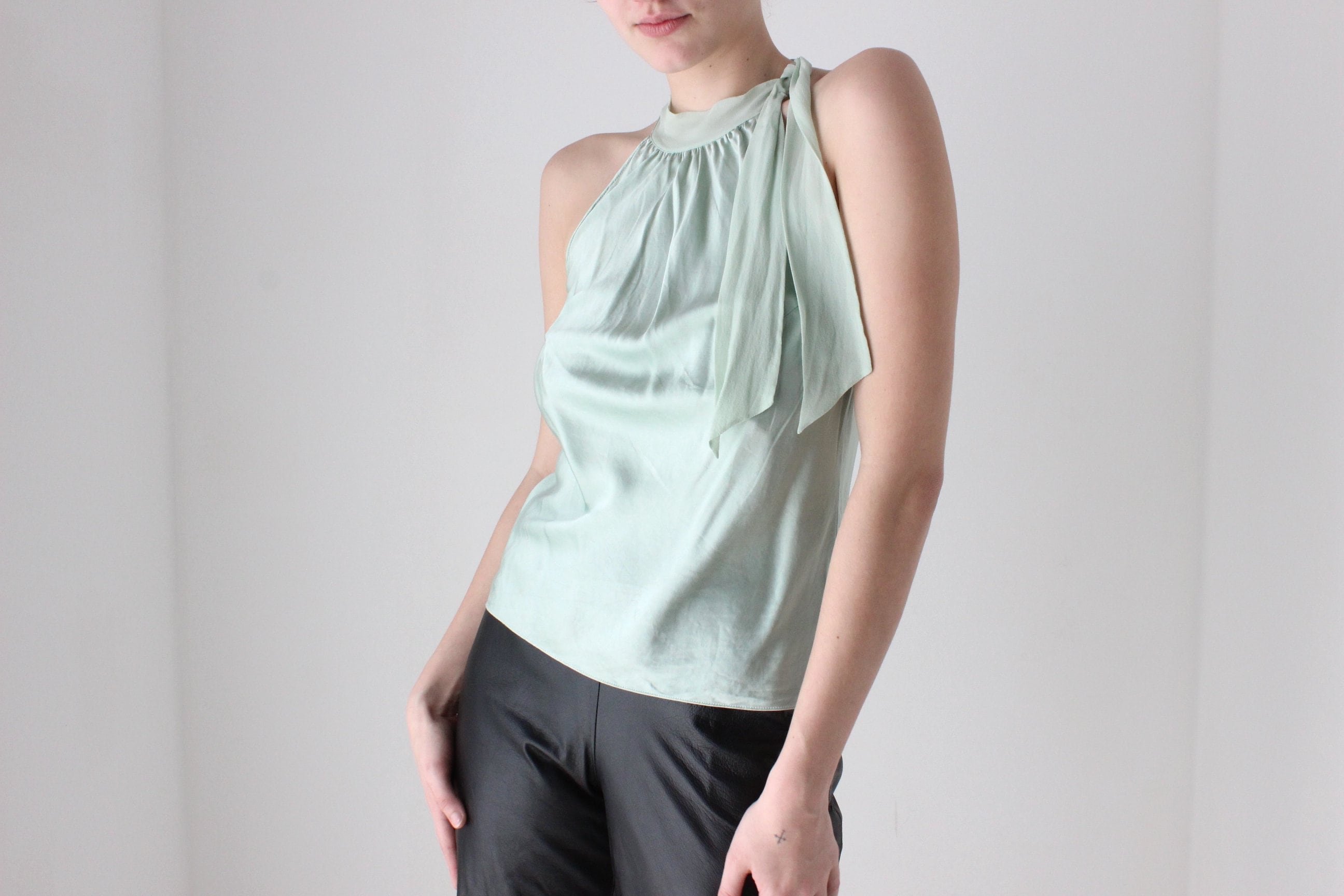 BALLETCORE Y2K Designer Silk Halter Neck Top