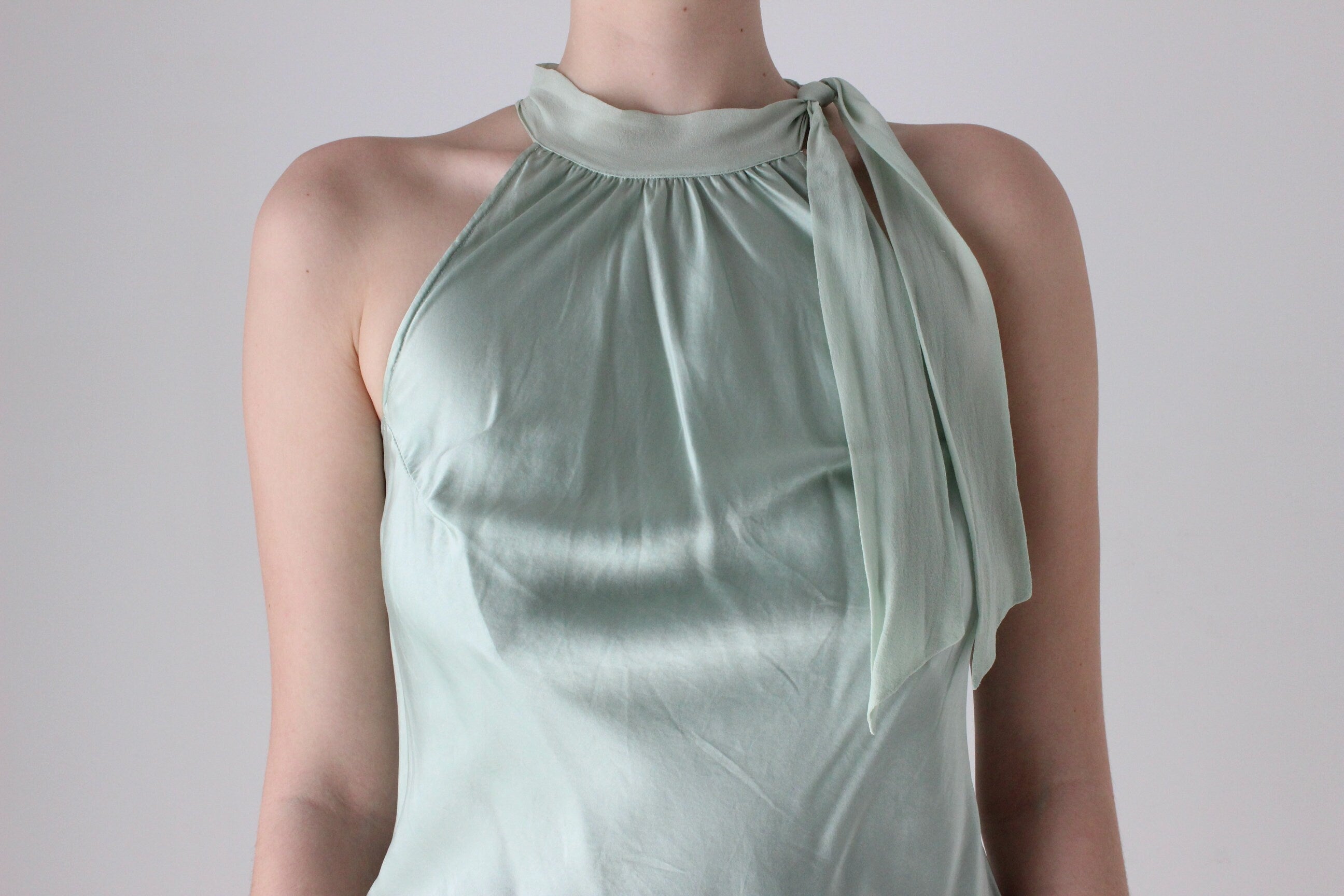 BALLETCORE Y2K Designer Silk Halter Neck Top