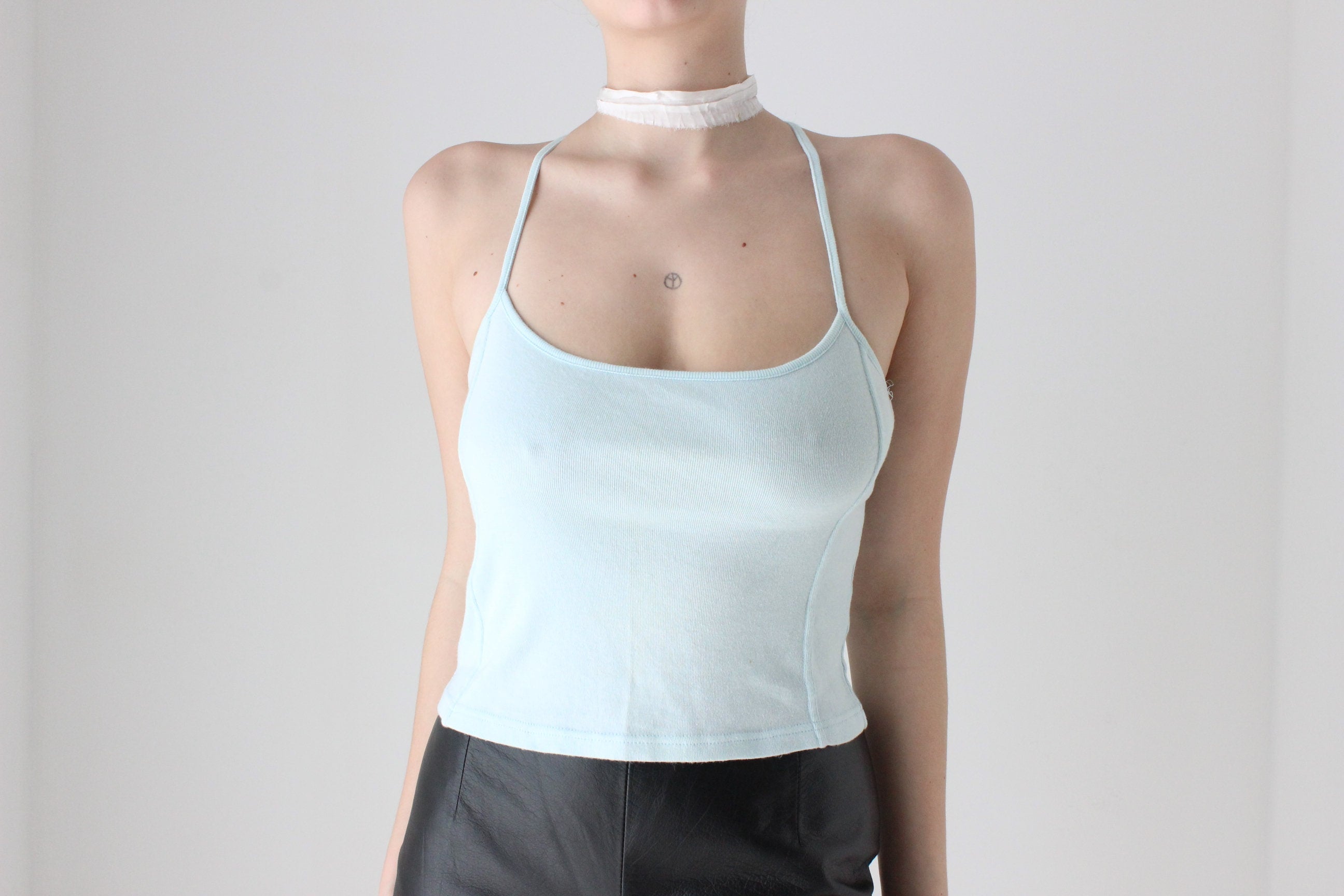 BALLETCORE 90s Ice Blue Cotton Tank