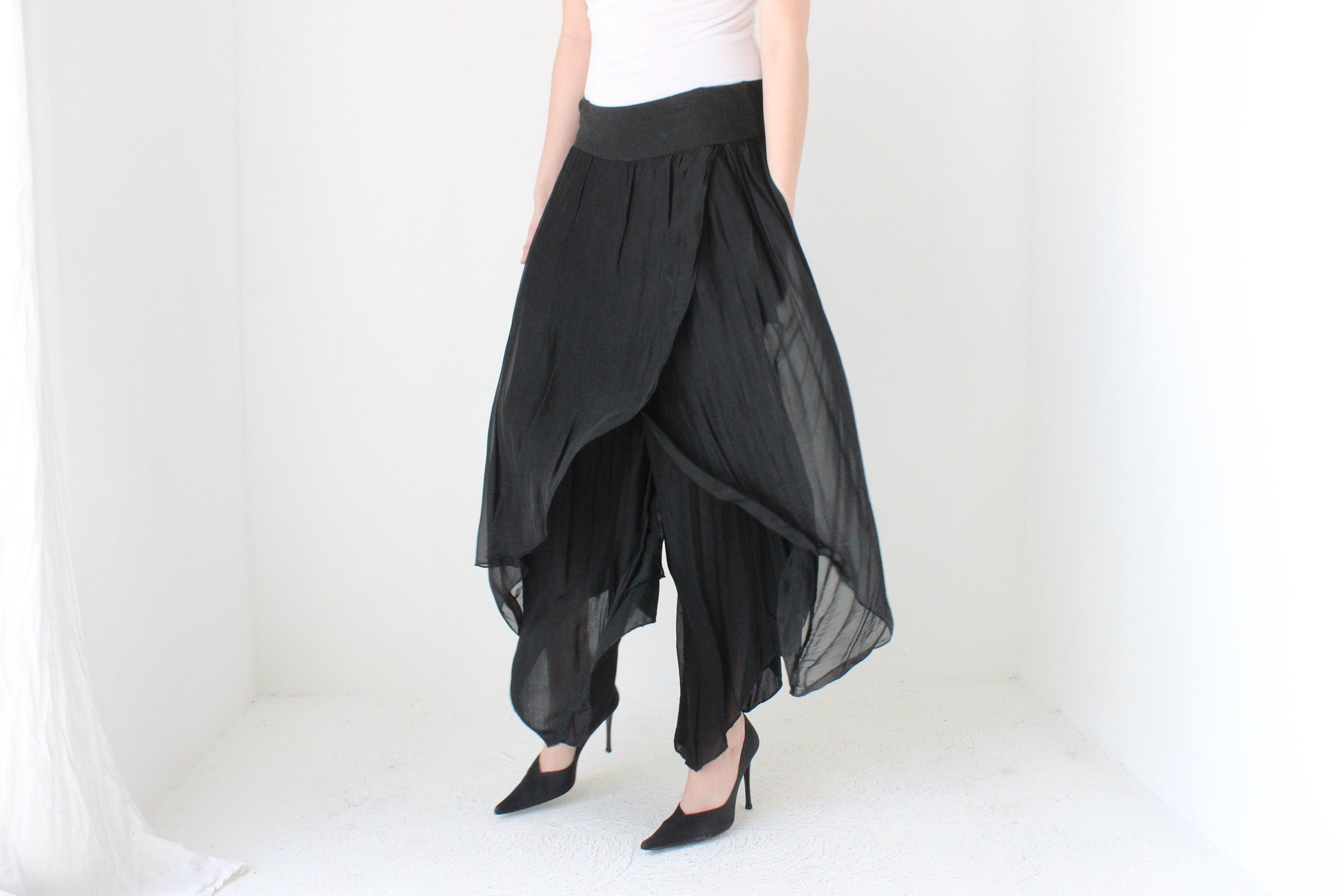 BALLETCORE 90s Italian Silk Layered Pants