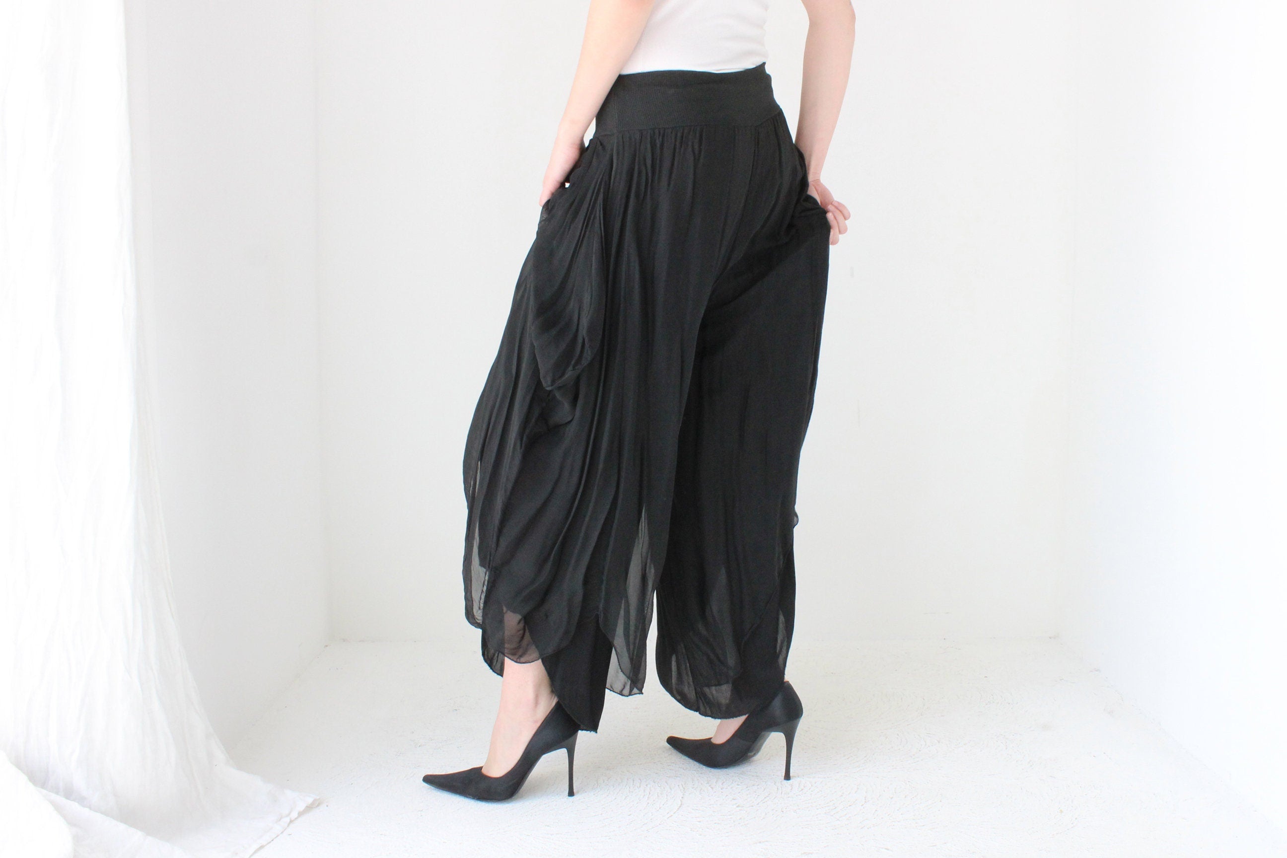 BALLETCORE 90s Italian Silk Layered Pants