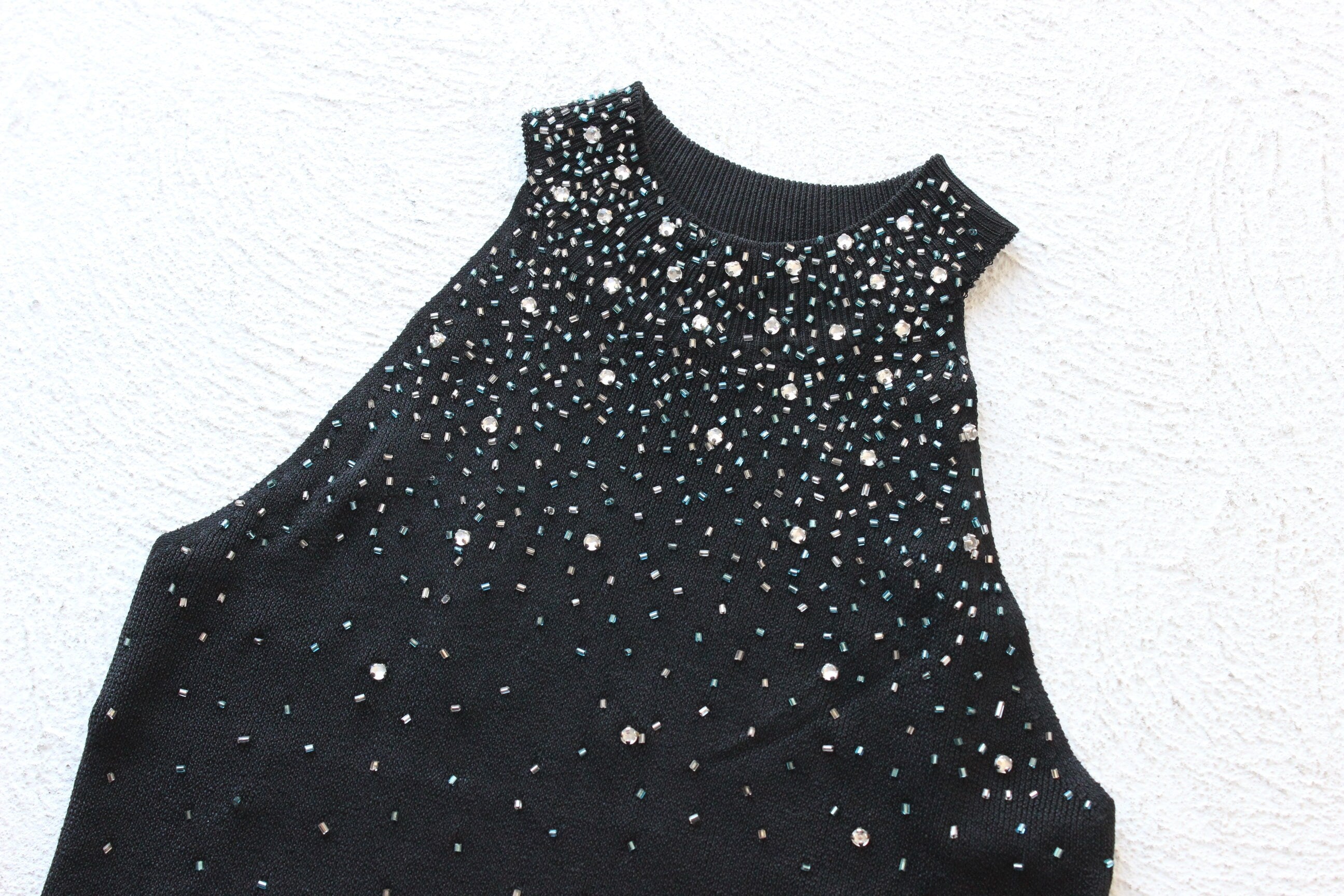 BALLETCORE Y2K Diamonte Ribbed Disco Halter Topm