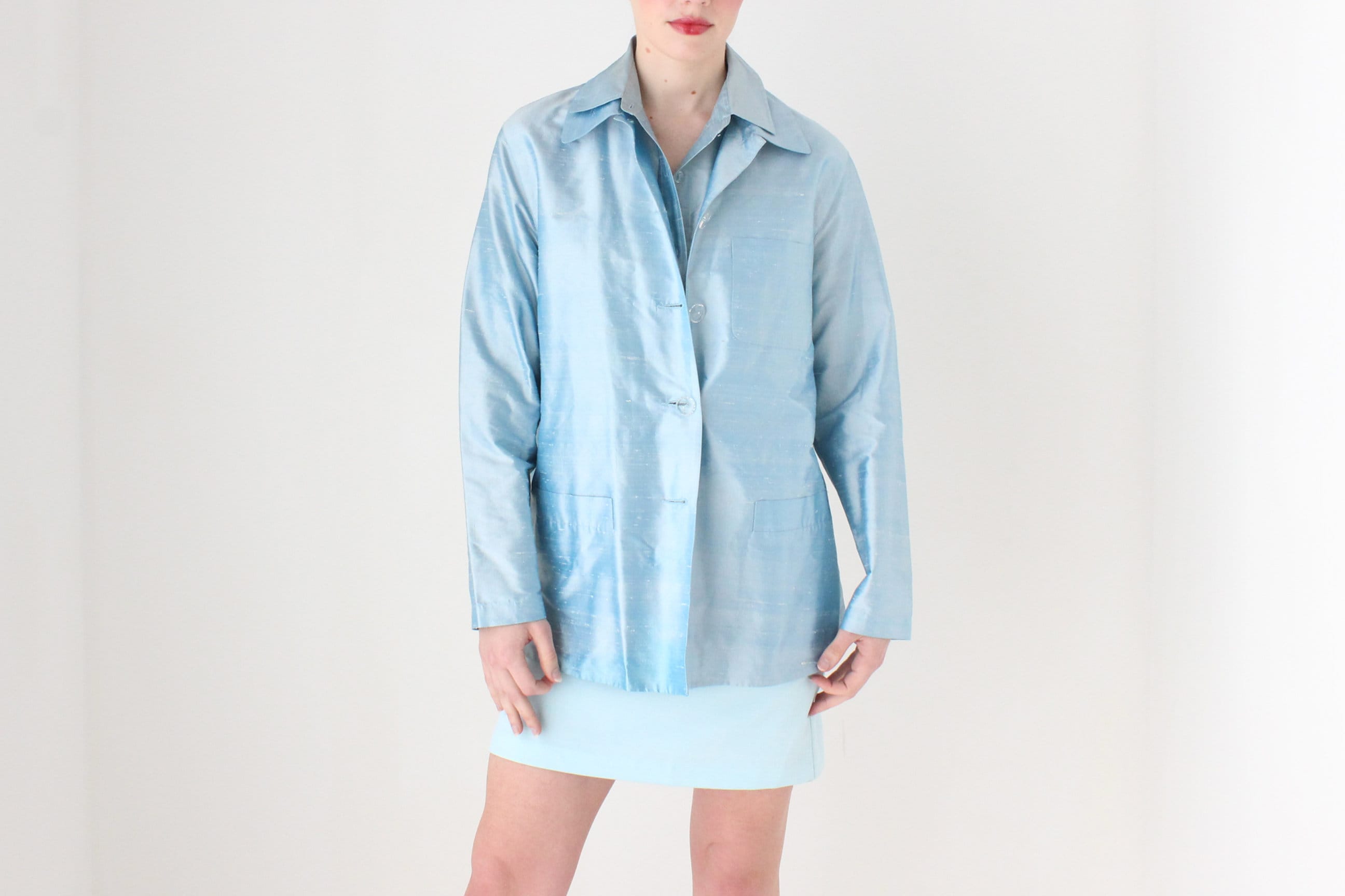 BALLETCORE 80s Designer Raw Silk Two Piece Top & Jacket Set