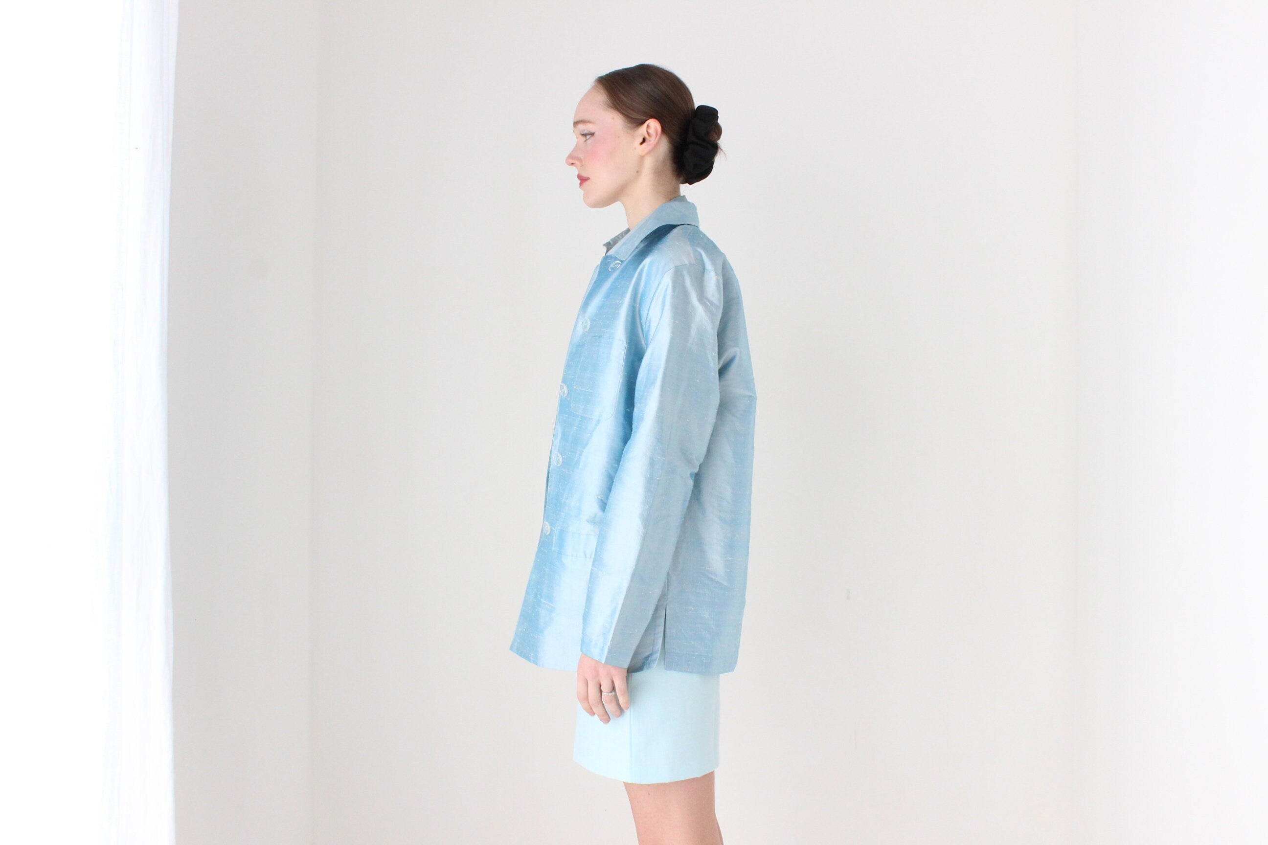 BALLETCORE 80s Designer Raw Silk Two Piece Top & Jacket Set