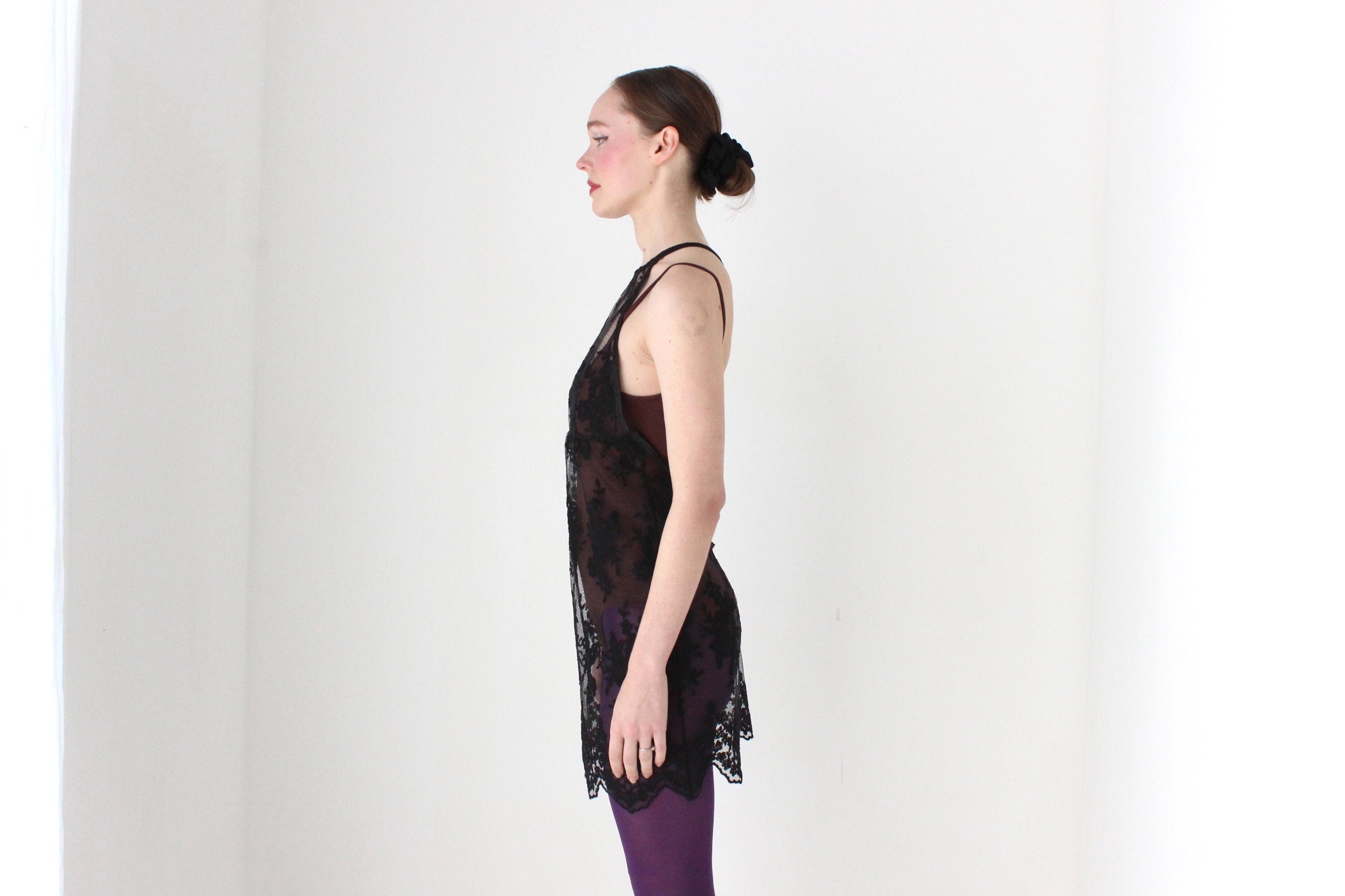 BALLETCORE 90s Sheer Lace Lingerie Mini Dress