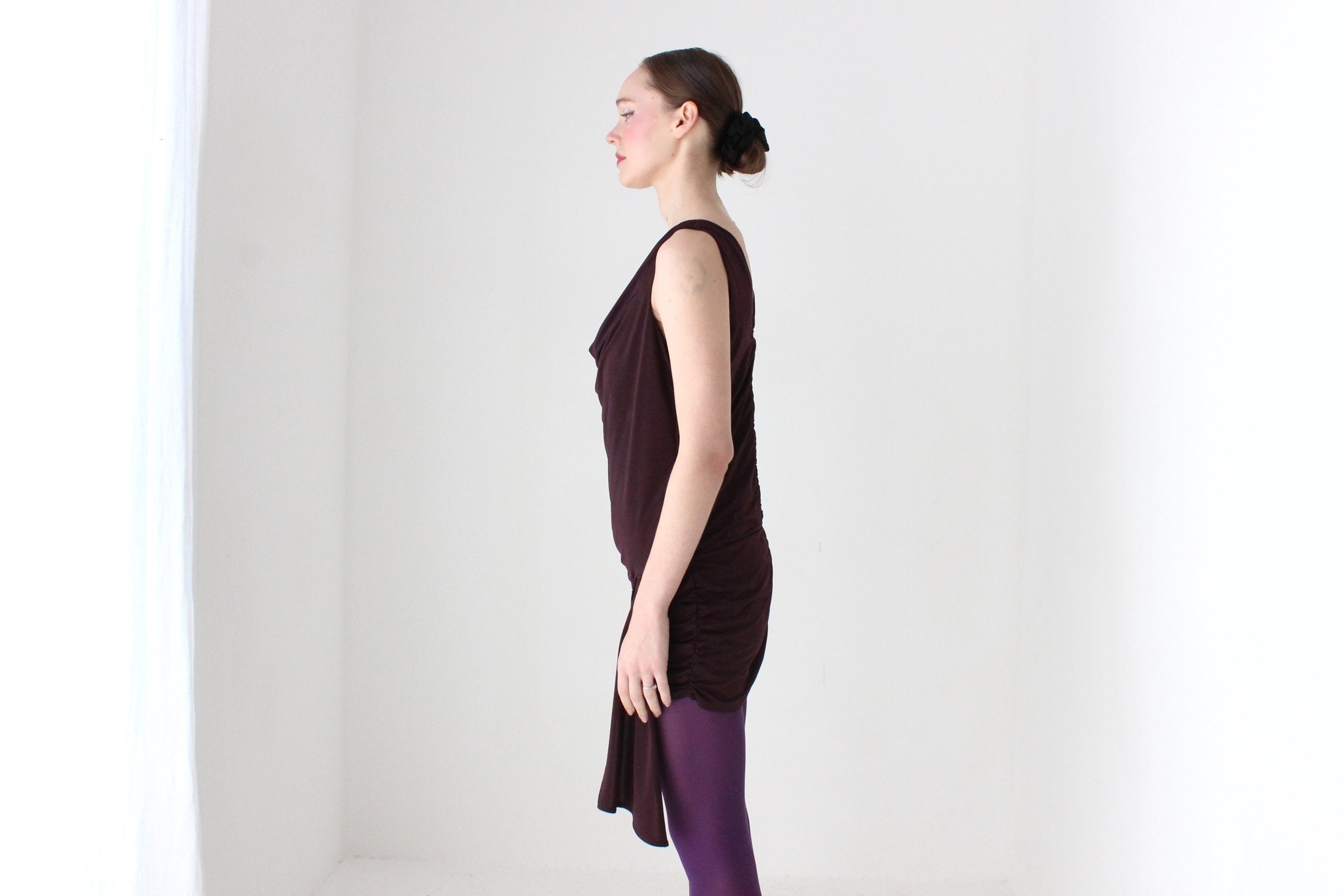 BALLETCORE Y2K Draped Slinky Cowl Neck Mini Dress or Top