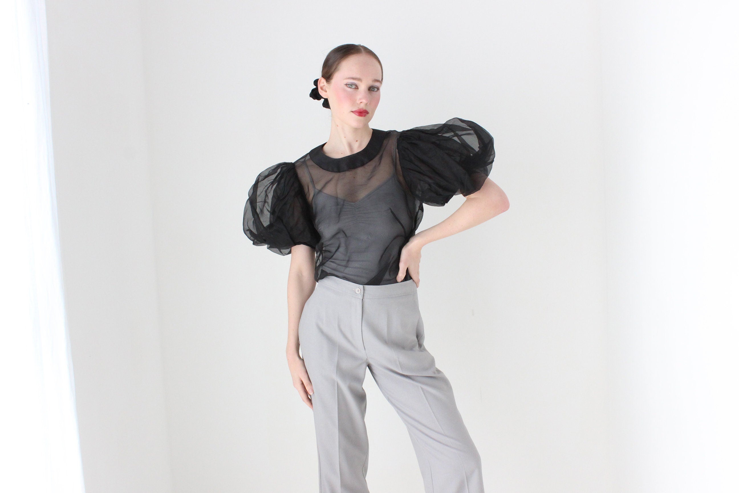 BALLETCORE Custom Made Organza Puff Shoulder Top