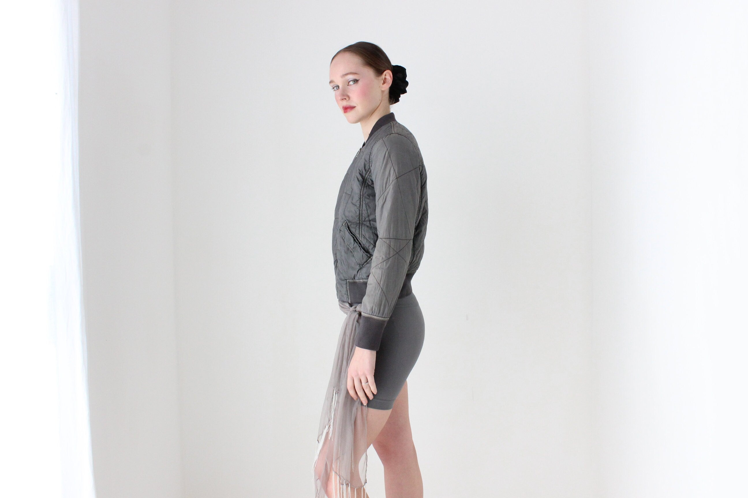 BALLETCORE Y2K Calvin Klein Quilted Bomber Jacket