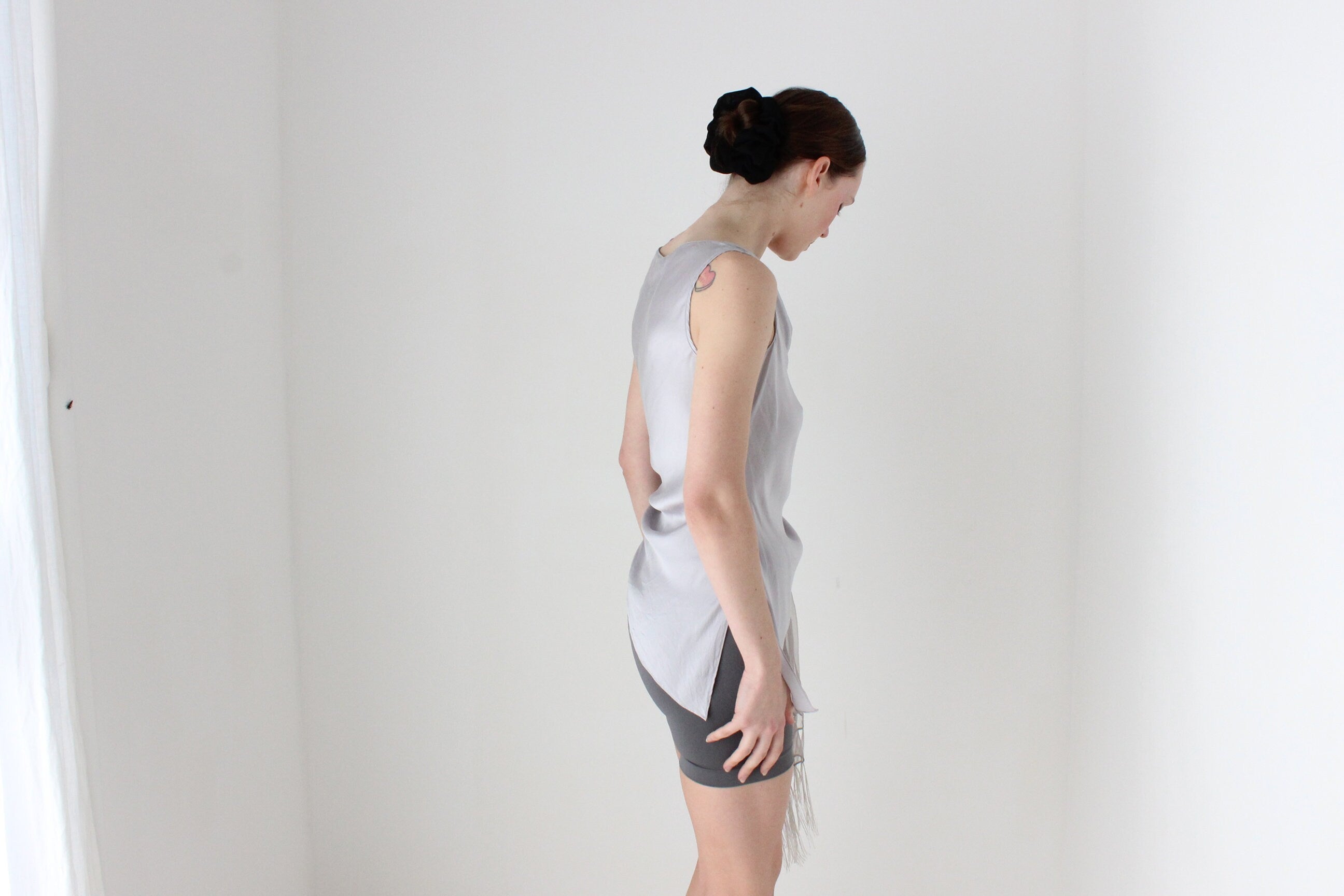 BALLETCORE Y2K Pure Silk Cowl Neck Asymmetric Top