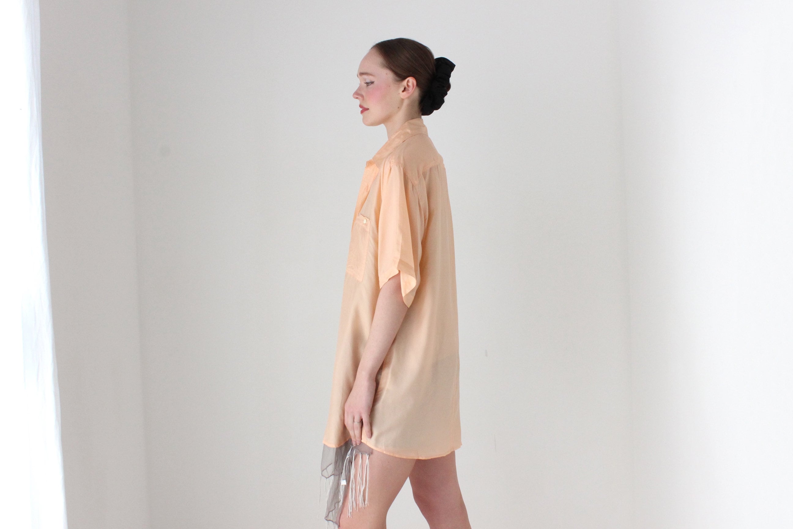 BALLETCORE 80s PURE SILK Ballet Pink Boxy Shirt