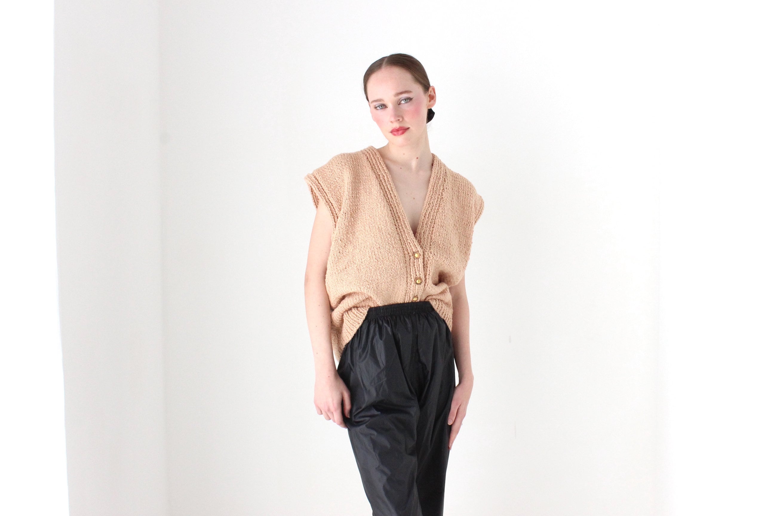 BALLETCORE 80s Hand Knit Oversized Sweater Vest