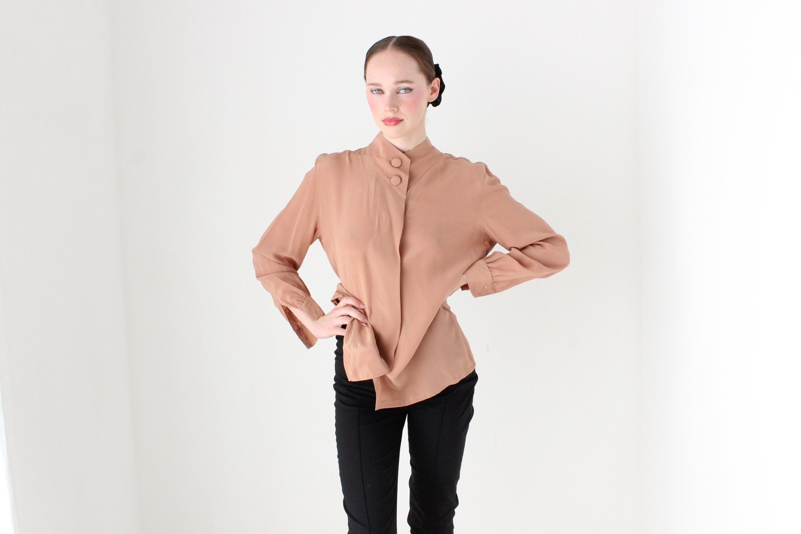 BALLETCORE 80s West German Designer Silk Blouse