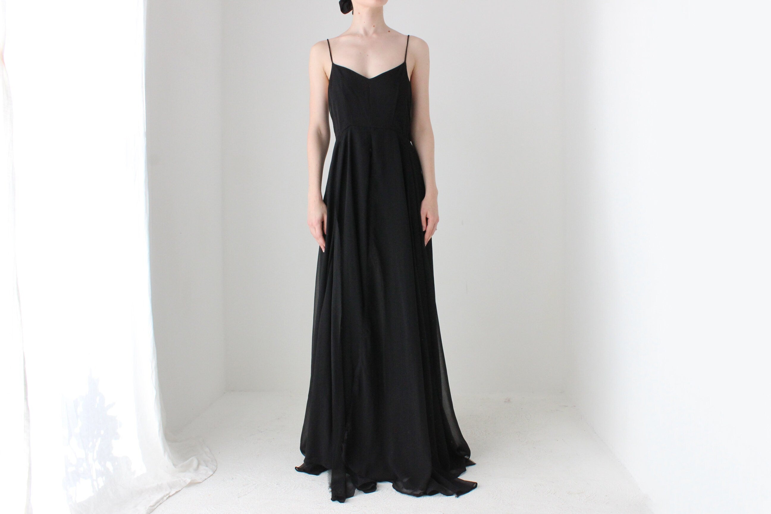 BALLETCORE Y2K Designer 'Religion' Dramatic Layered Crepe Chiffon Formal Gown