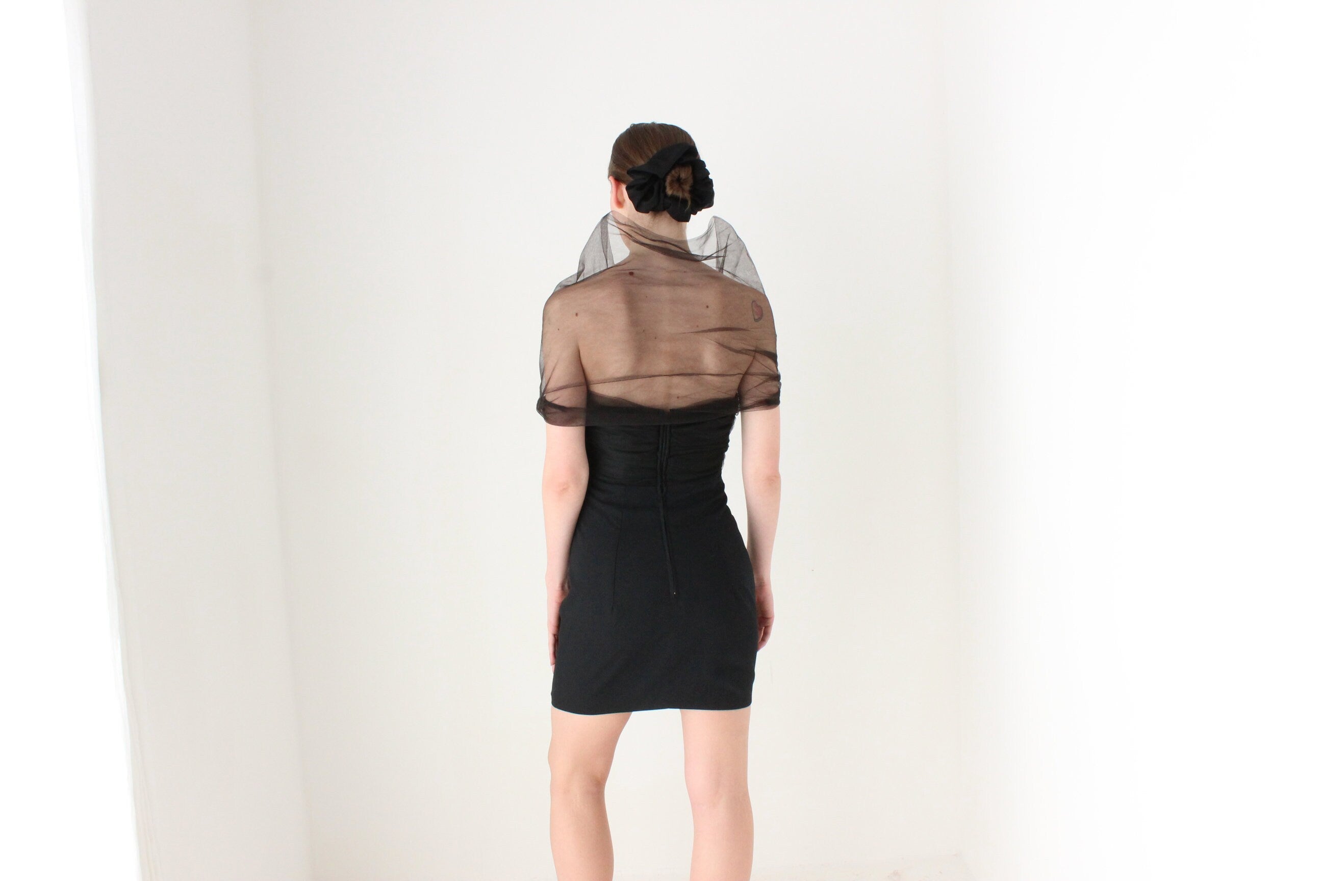 BALLETCORE 80s 'Shute Boss' Dramatic Tulle & Crepe Mini Dress