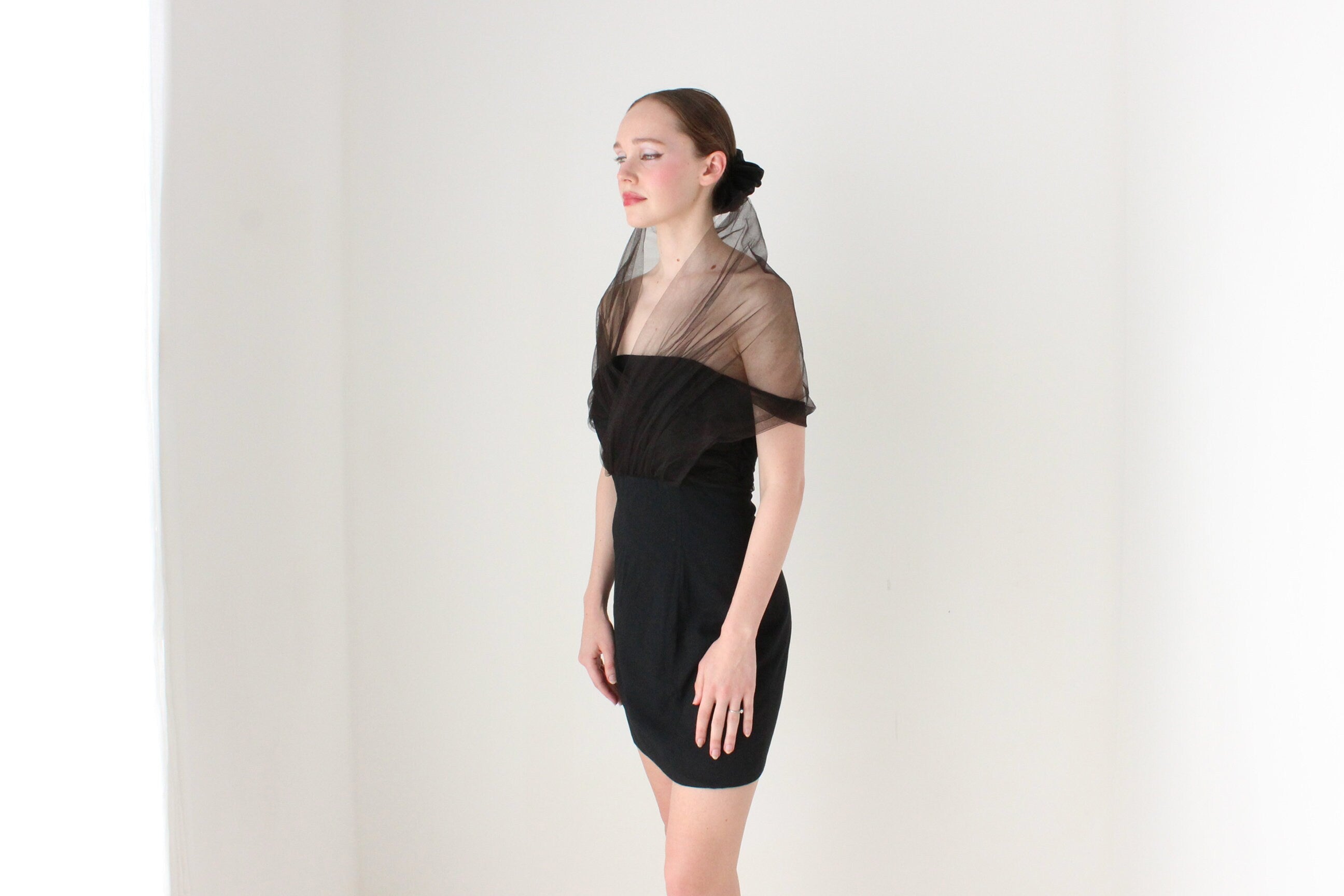 BALLETCORE 80s 'Shute Boss' Dramatic Tulle & Crepe Mini Dress