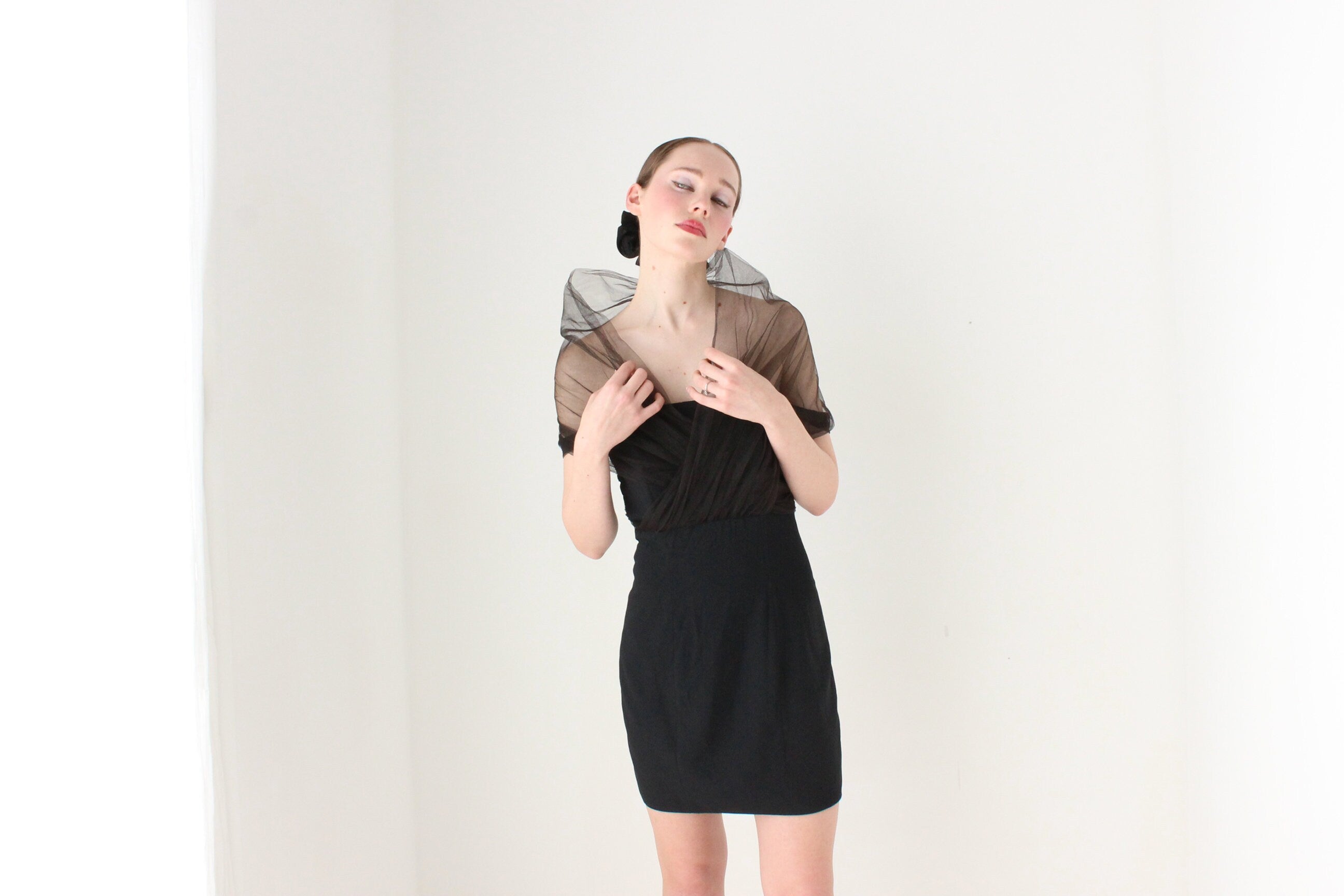 BALLETCORE 80s 'Shute Boss' Dramatic Tulle & Crepe Mini Dress