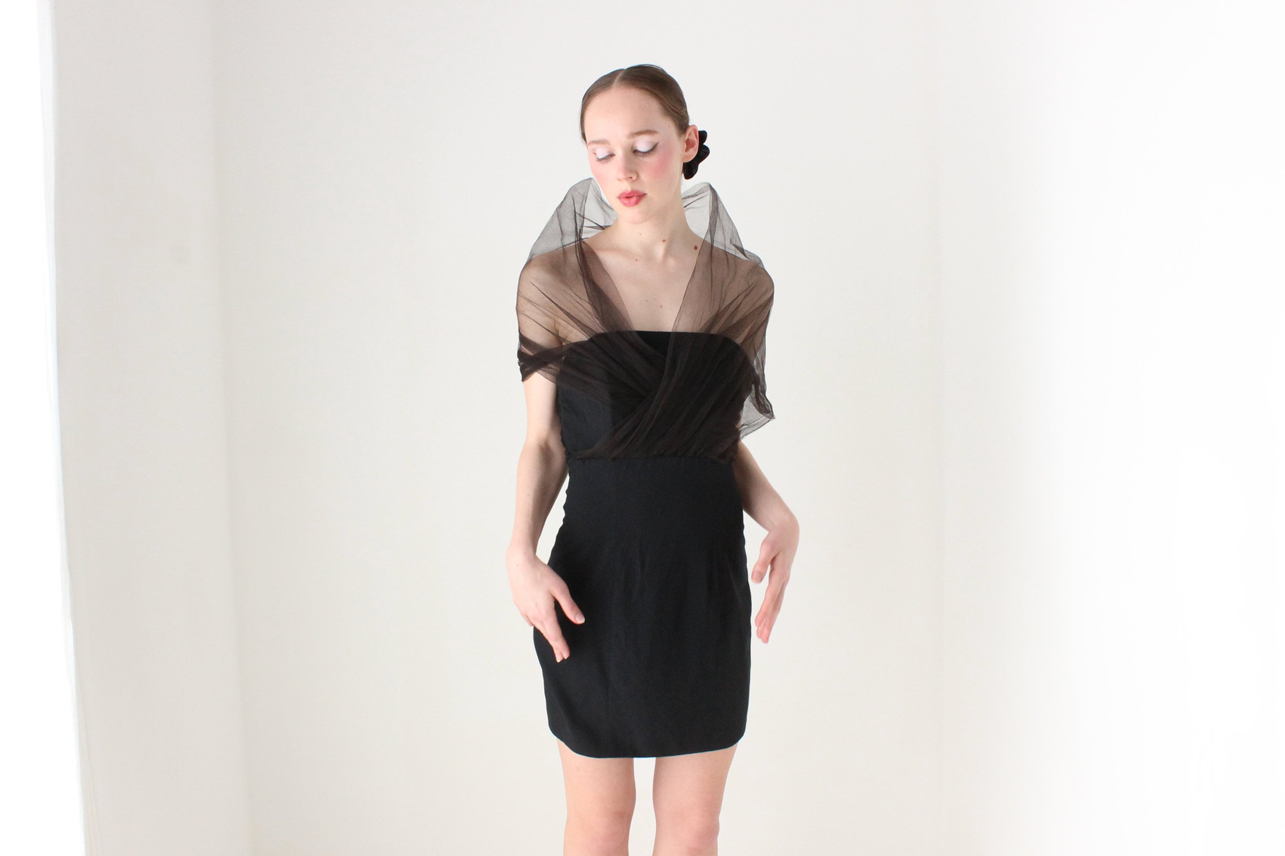 BALLETCORE 80s 'Shute Boss' Dramatic Tulle & Crepe Mini Dress