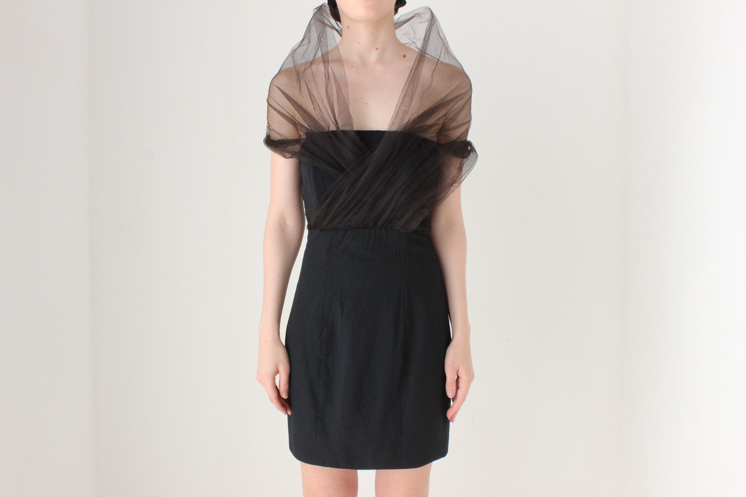 BALLETCORE 80s 'Shute Boss' Dramatic Tulle & Crepe Mini Dress