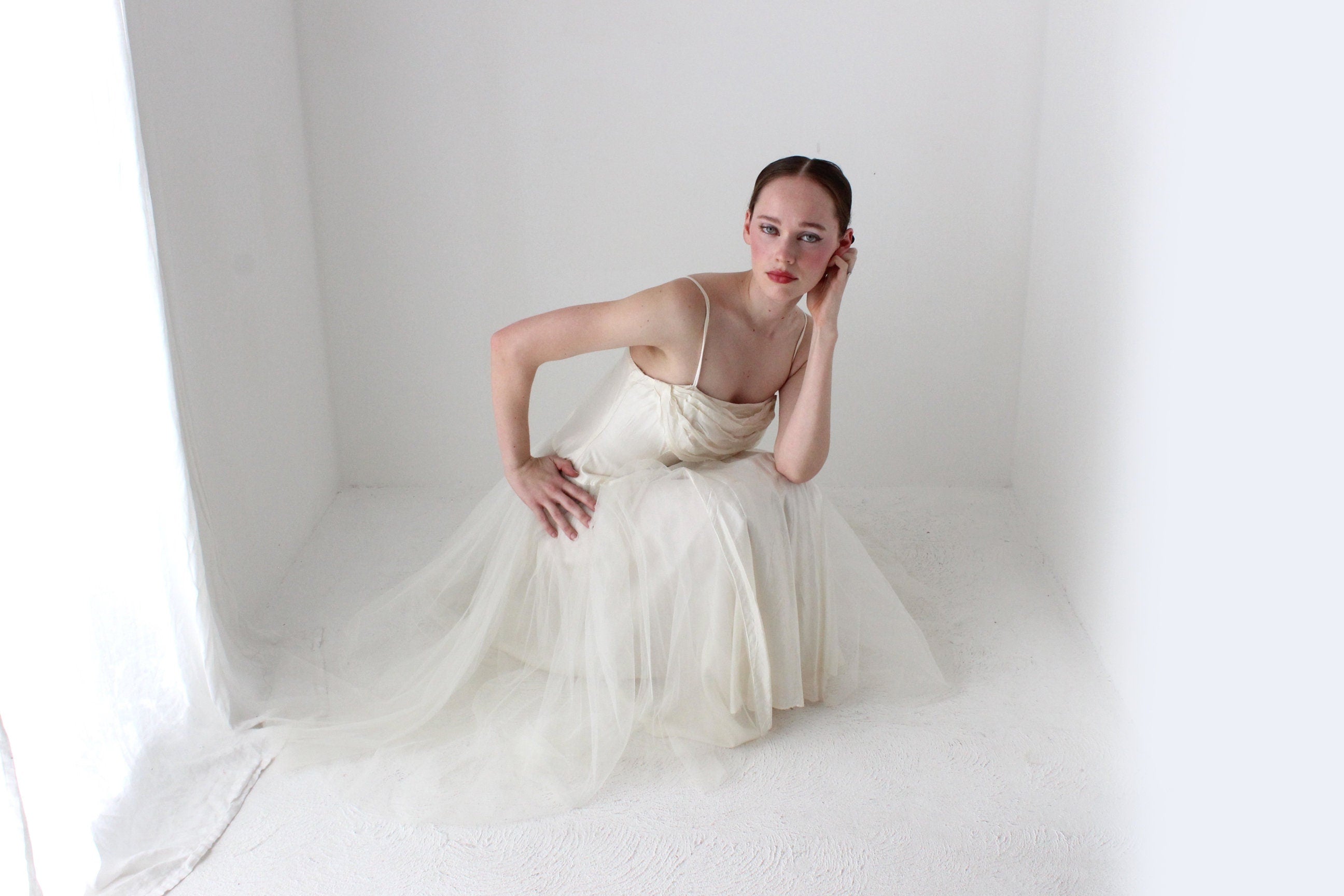 BALLETCORE 1950s Silk & Tulle Hand Made Wedding Dress