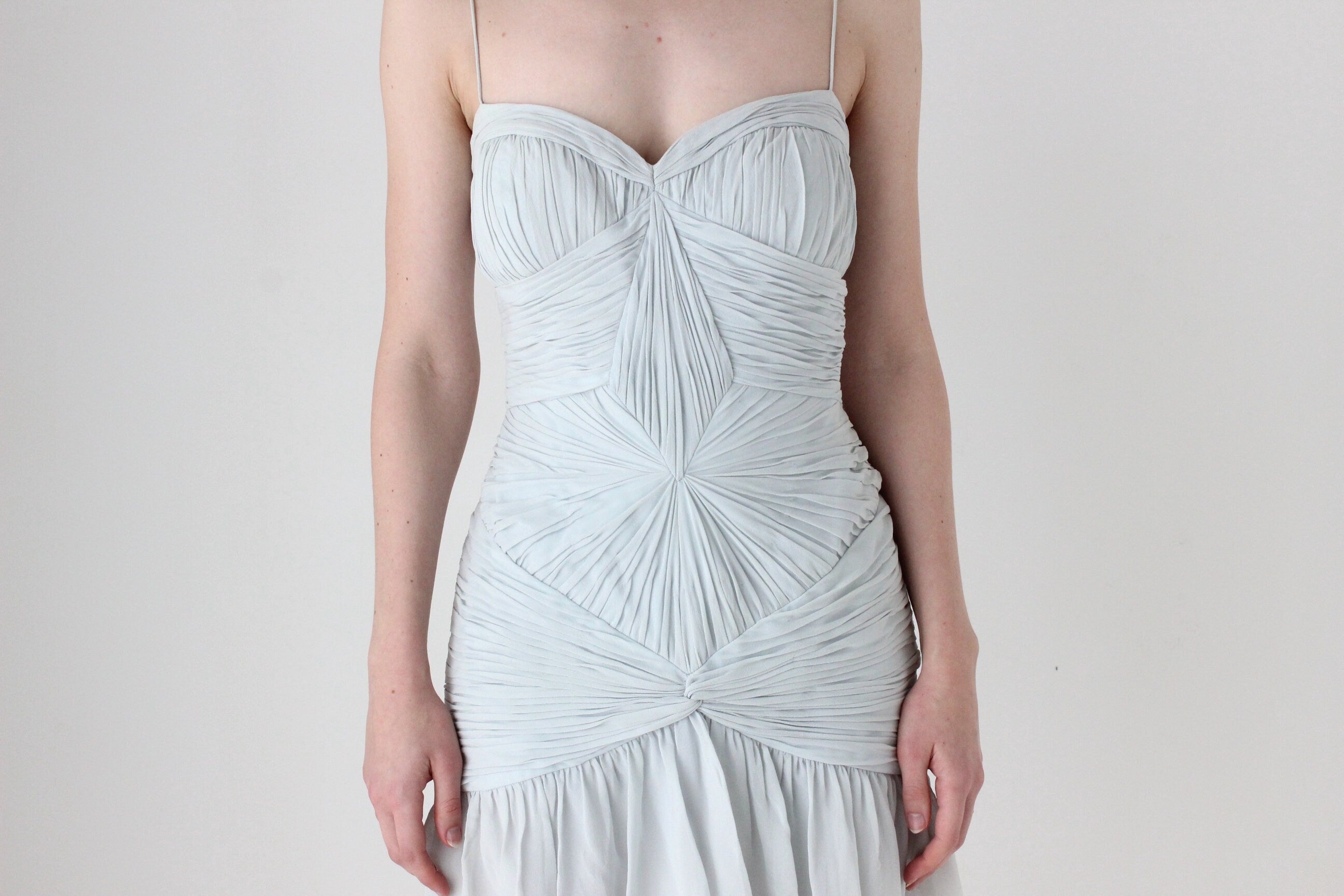 BALLETCORE Y2K PURE SILK Textured Spaghetti Strap Bustier Cocktail Dress