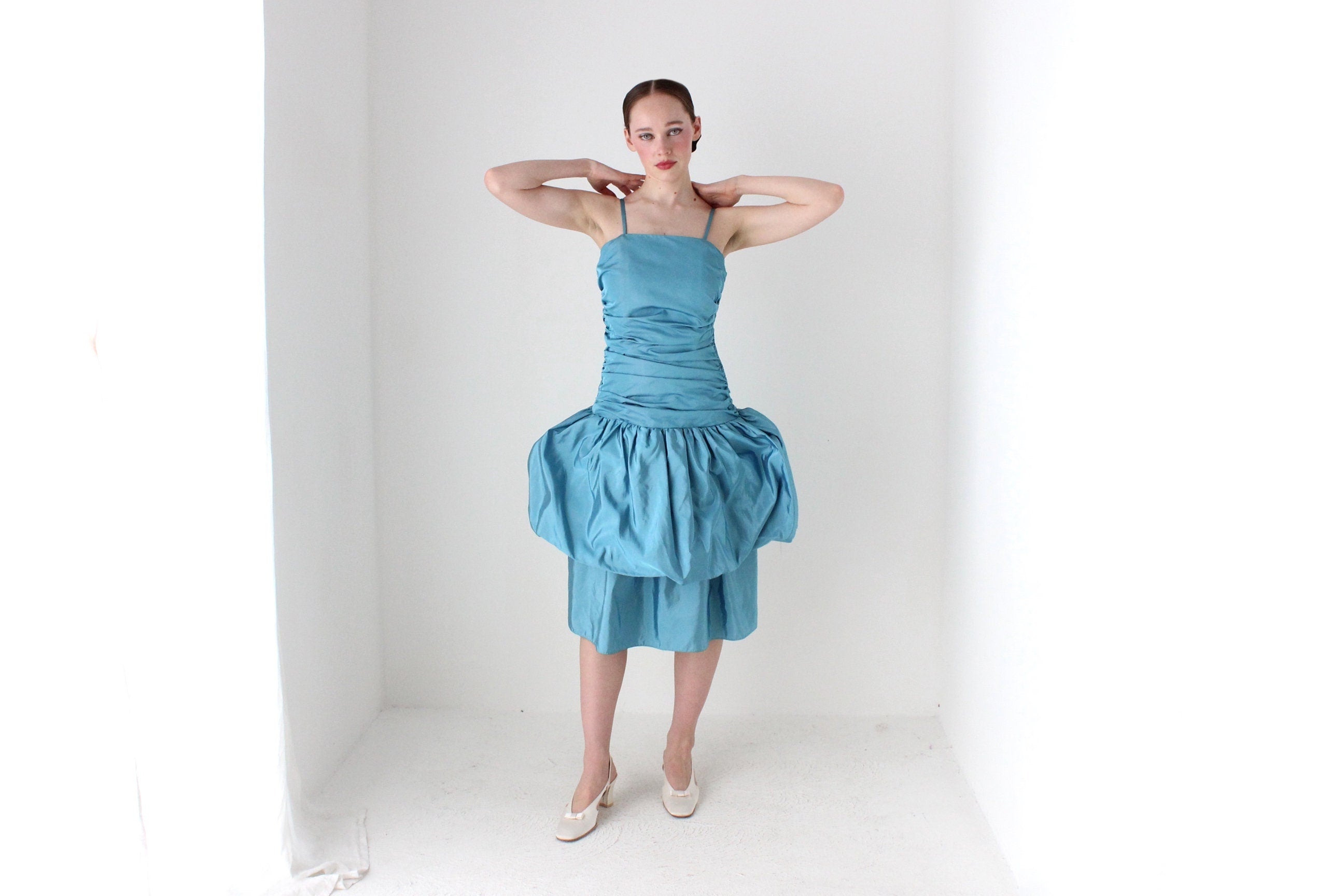 BALLETCORE 80s Taffeta Ruched Bubble Dress