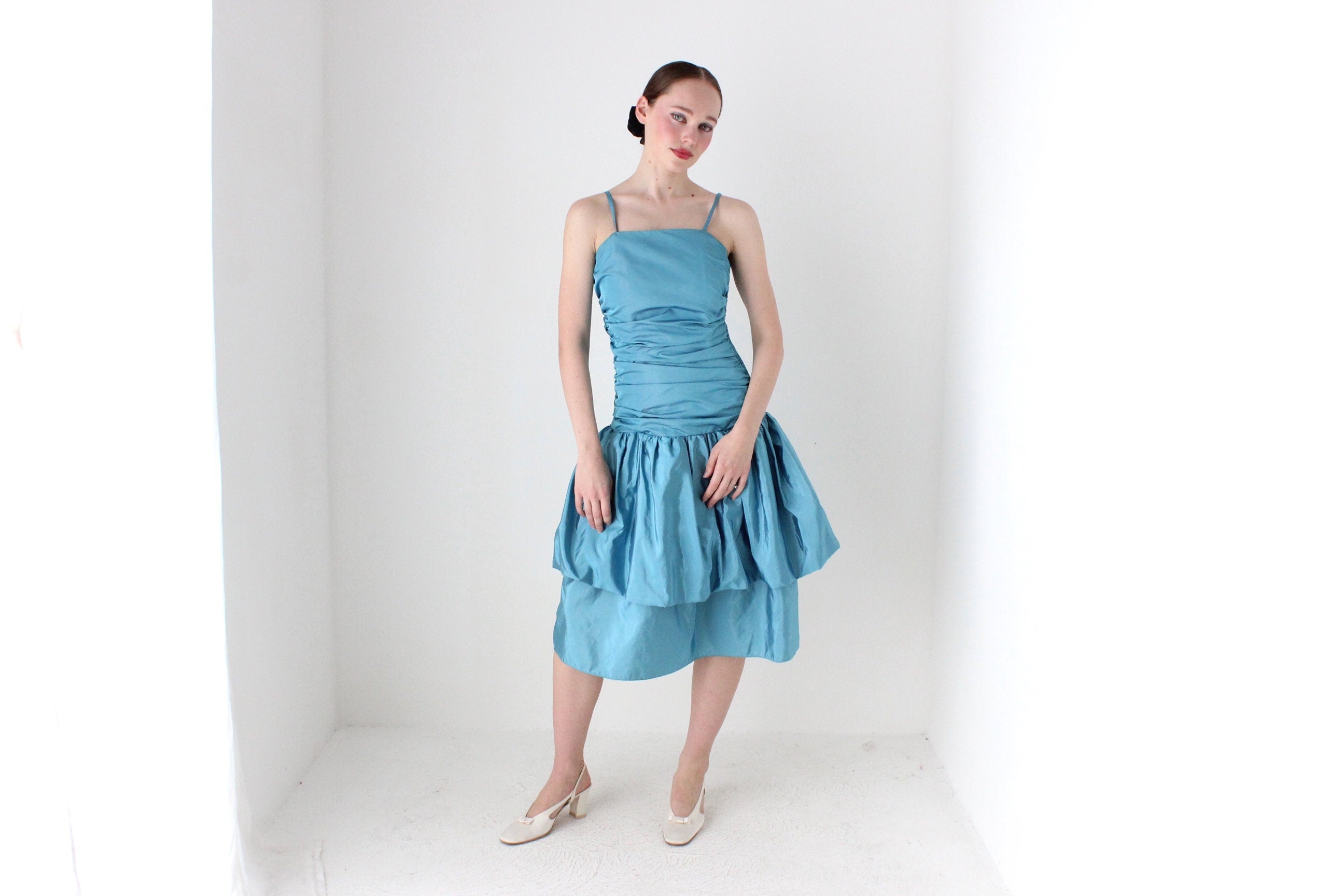 BALLETCORE 80s Taffeta Ruched Bubble Dress