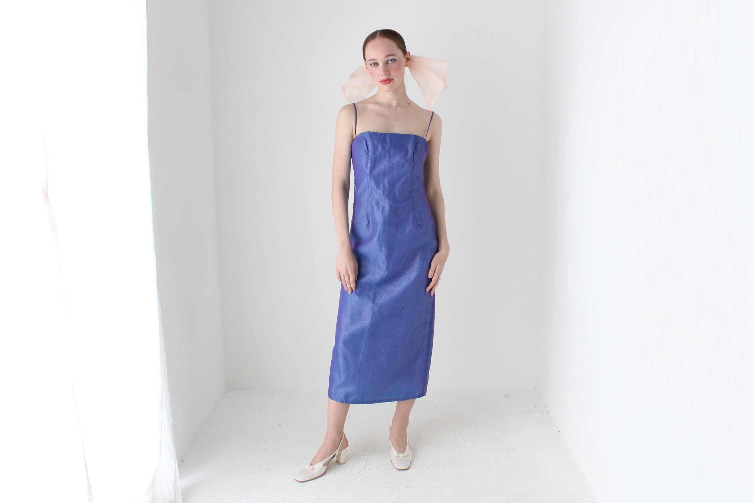 BALLETCORE 90s iridescent Organza Spaghetti Strap Cami Dress