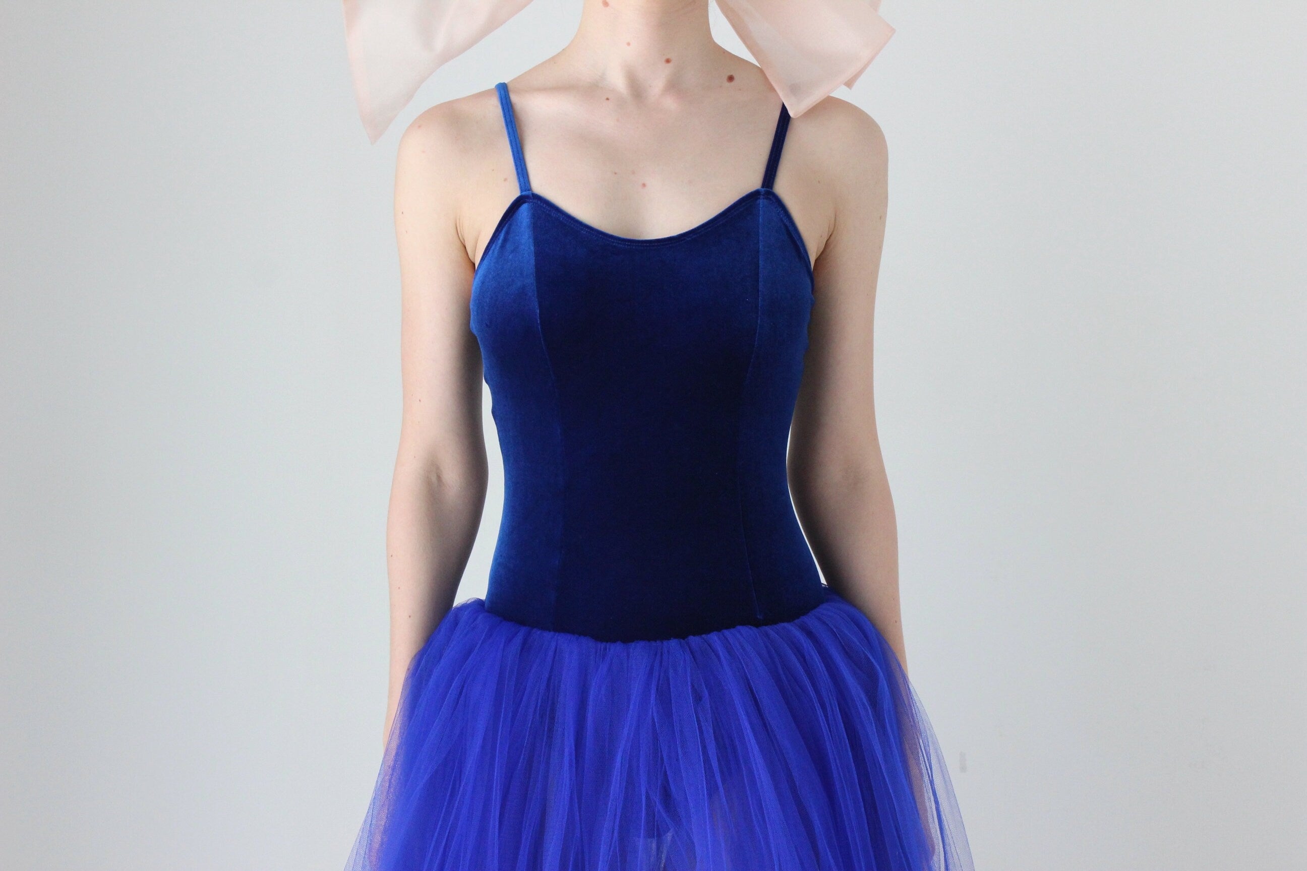 BALLETCORE 2000s Cobalt Tulle & Velvet Tutu Costume Dress